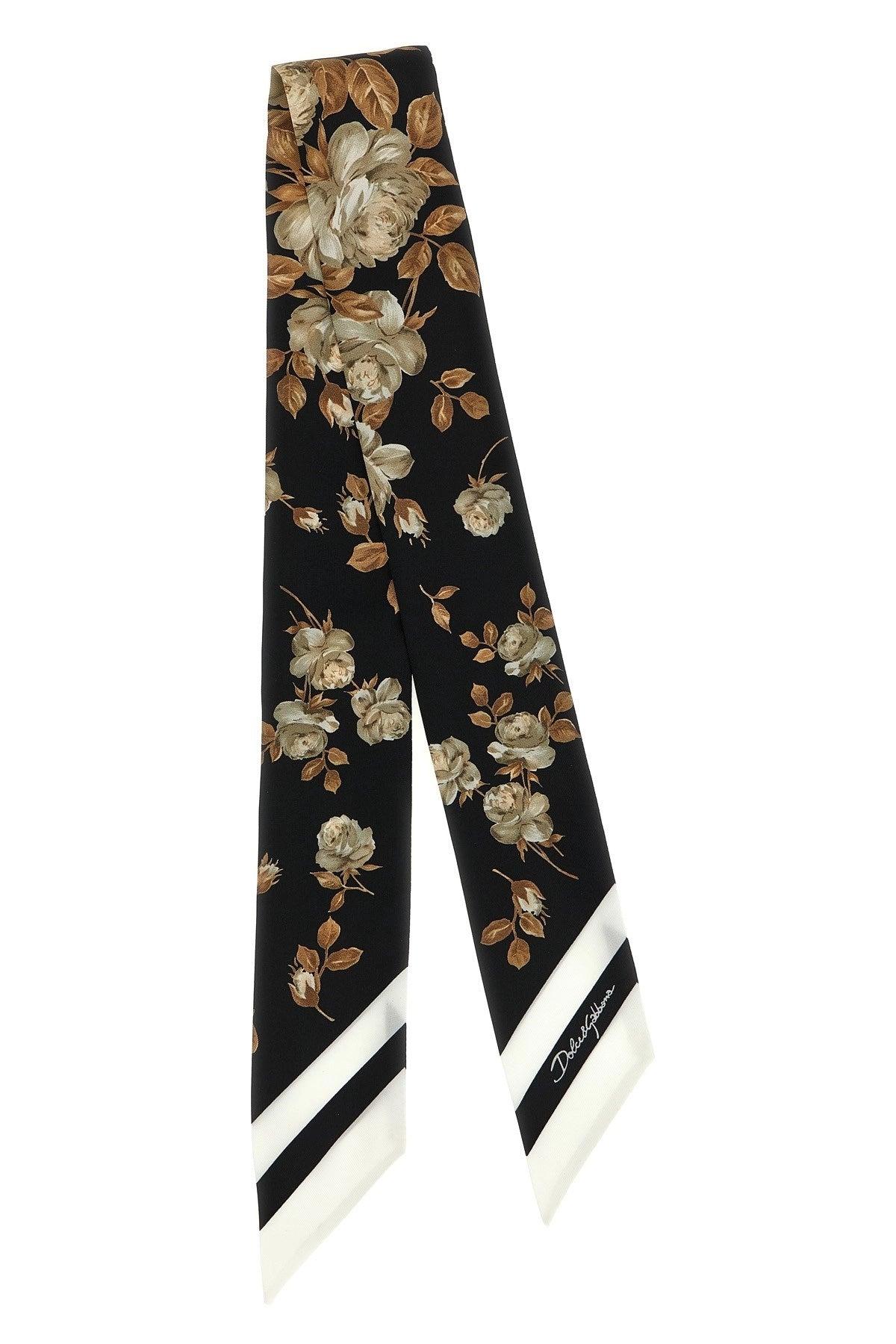 スカーフ Dolce & Gabbana Floral Print Silk Bandeau Dolce & Gabbana Multicolored Floral Printed Silk Bandeau
