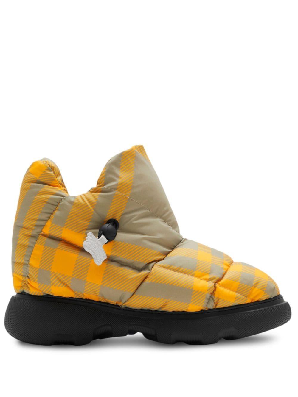 Burberry Check Pillow Boots in Yellow | Lyst