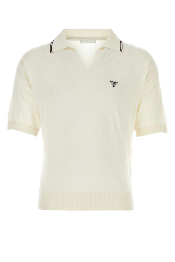 Tシャツ・カットソー PRADA Ivory Silk Blend Polo Shirt prada--Ivory-Silk-Blend-Polo-