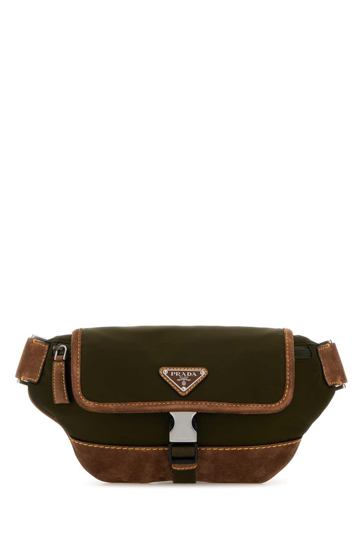 Prada Two-Tone Re-Nylon And Suede Belt Bag in Brown for Men | Lyst