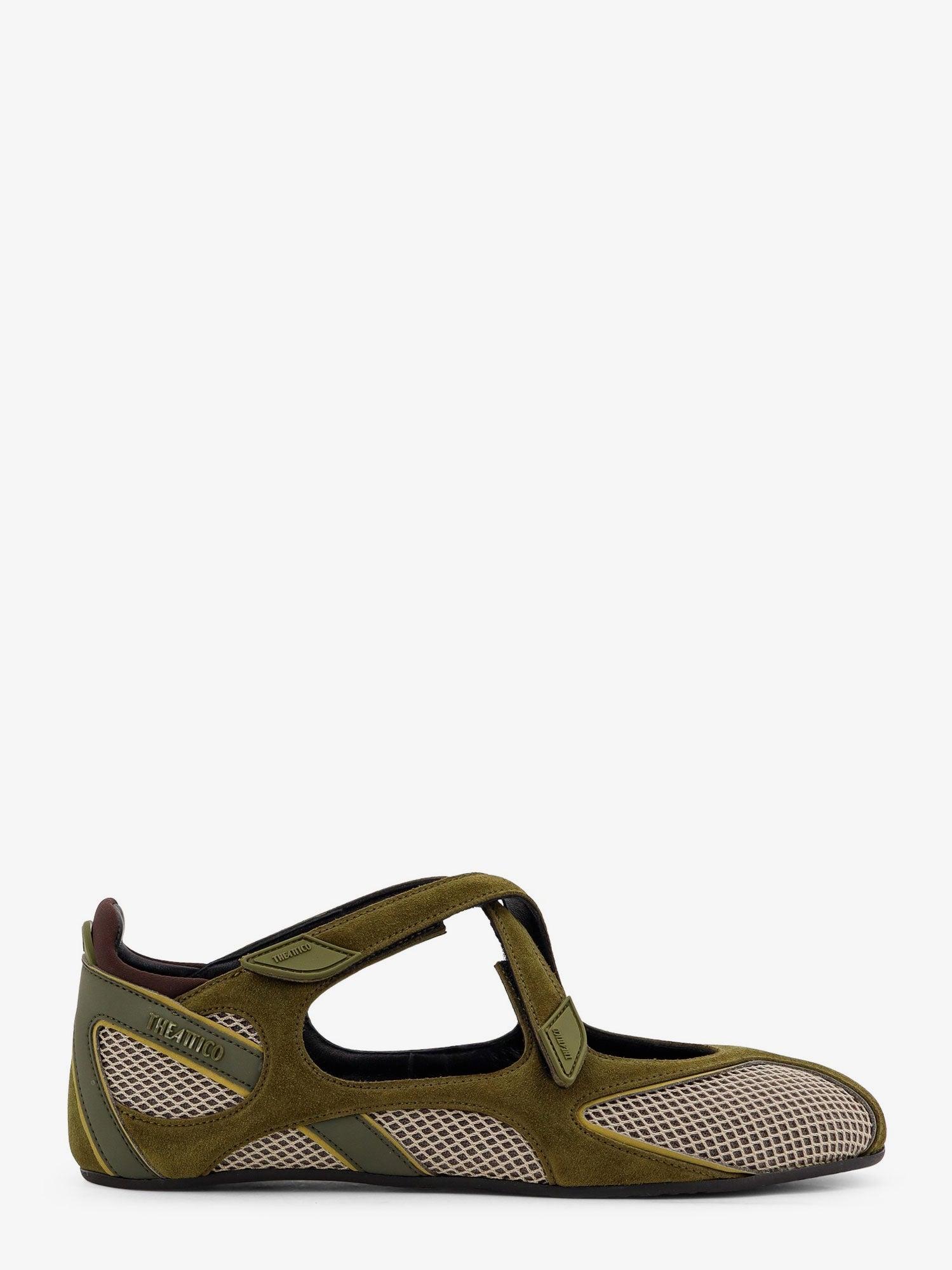The Attico Floor 01 Mesh And Suede Ballerinas Flat in Green