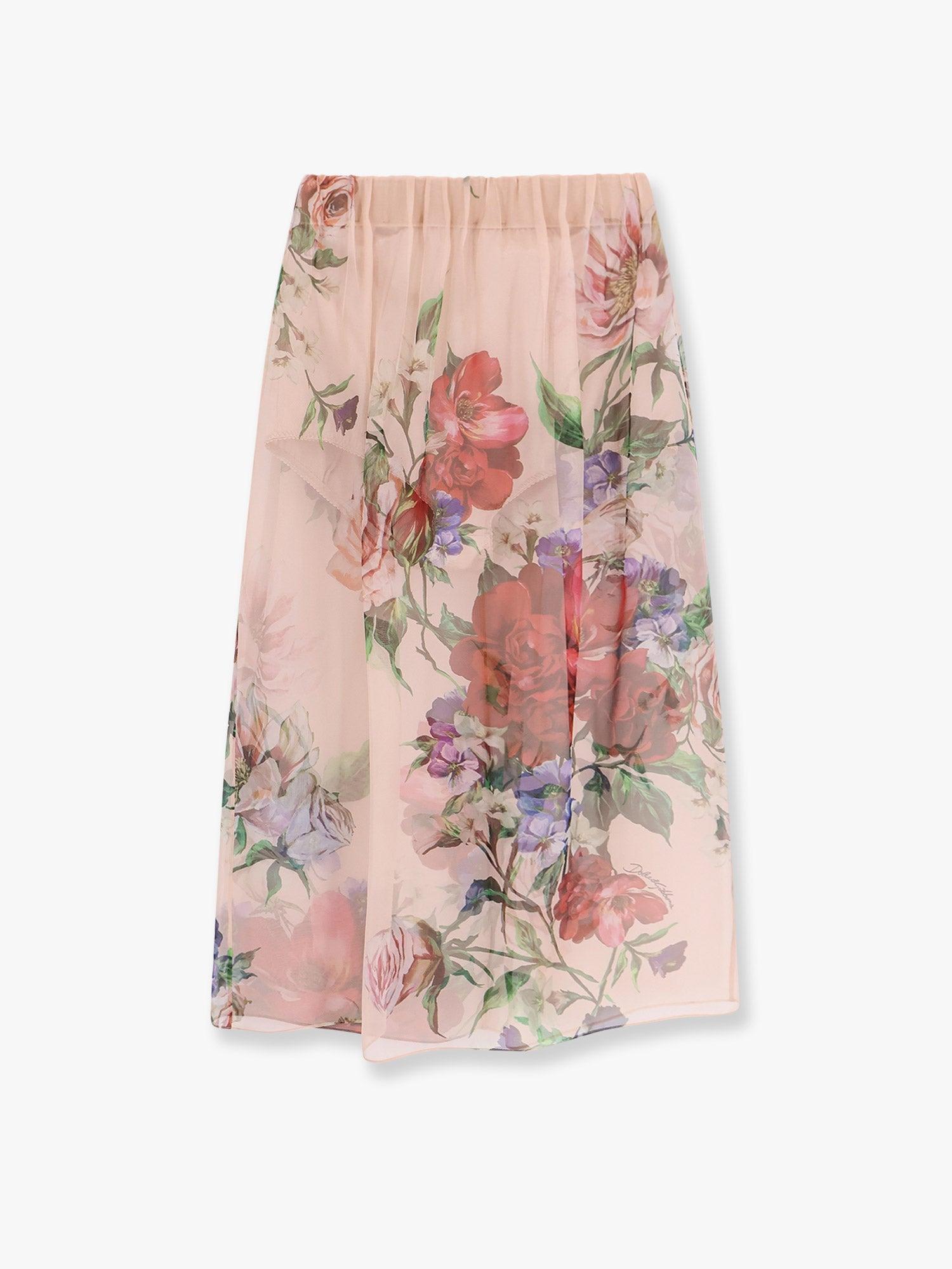 スカート DOLCE & GABBANA Silk skirt with iconic floral print Rosa Dolce & Gabbana Silk Skirt With Iconic Floral Print in Pink