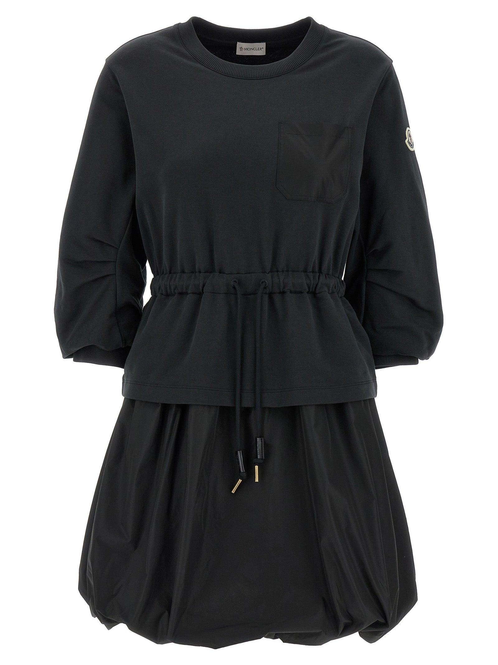ワンピース MONCLER Two-material dress Black Moncler Two-Material Dress in Black | Lyst