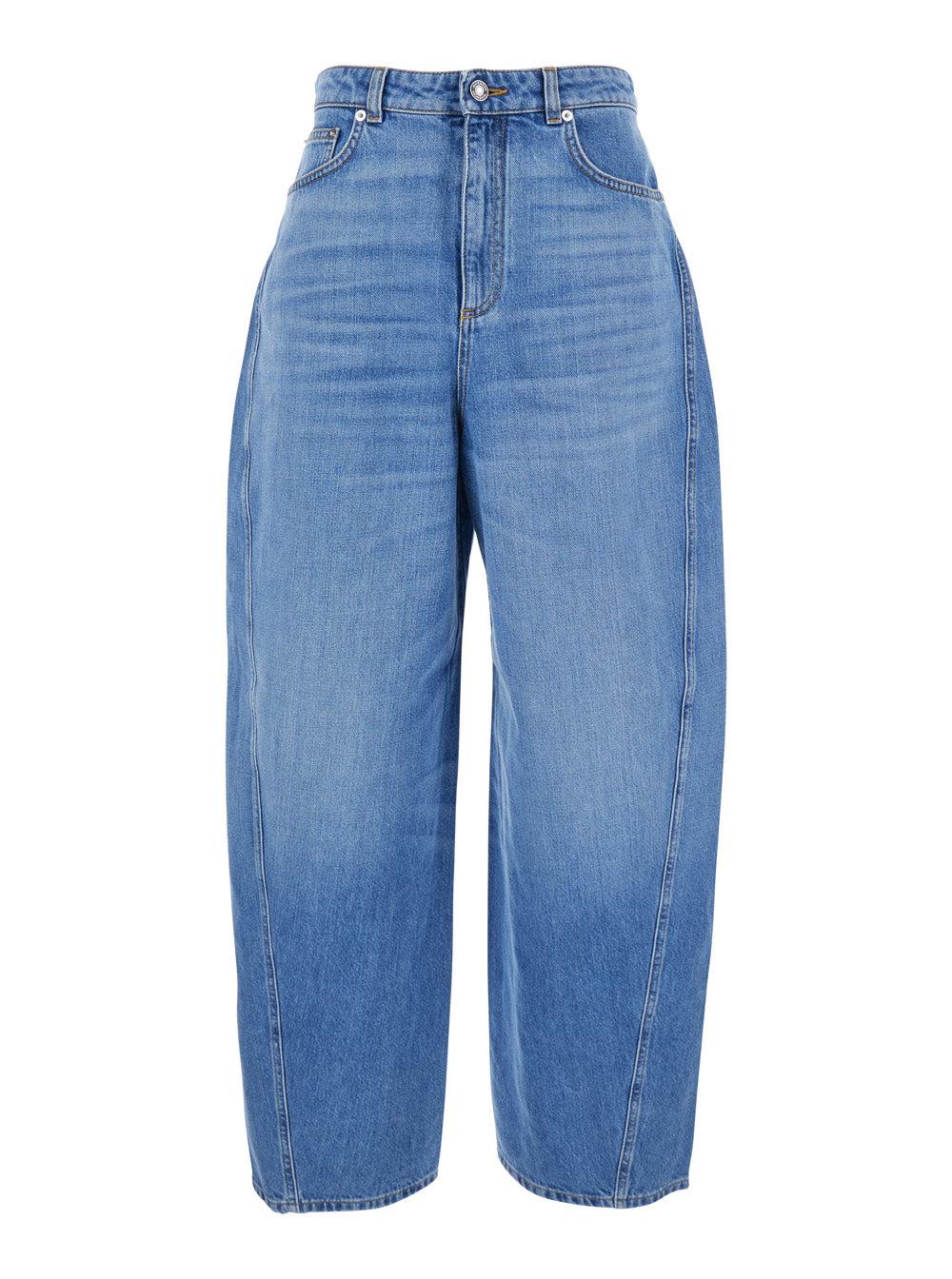 デニム・ジーパン Givenchy Blue Jeans With Logo Patch On The Rear Givenchy Jeans With Logo Patch On The Rear And Wide Leg in