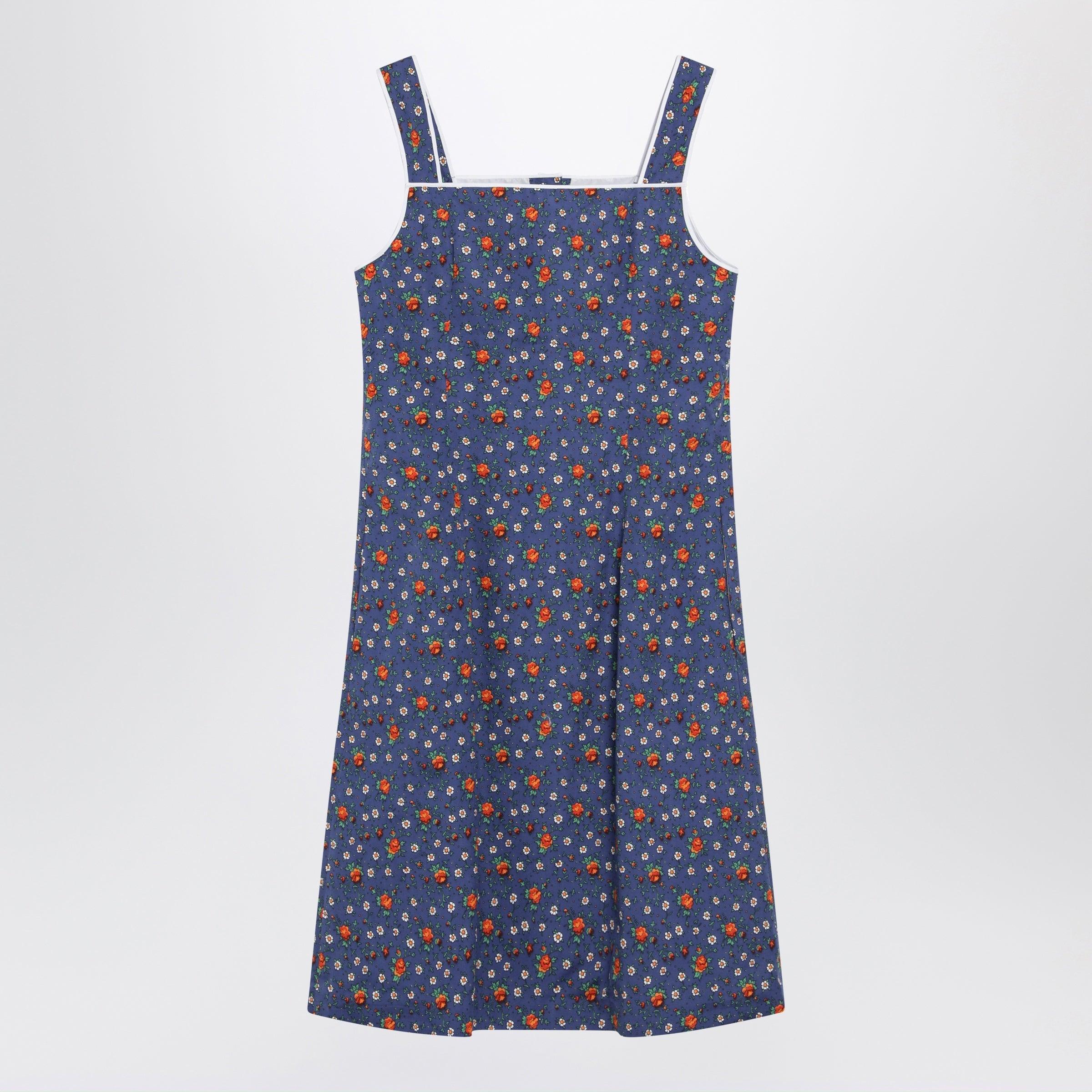 Miu Miu Poplin Dress With/ Floral Print in Blue | Lyst Miu Miu Poplin Dress With/ Floral Print in Blue | Lyst