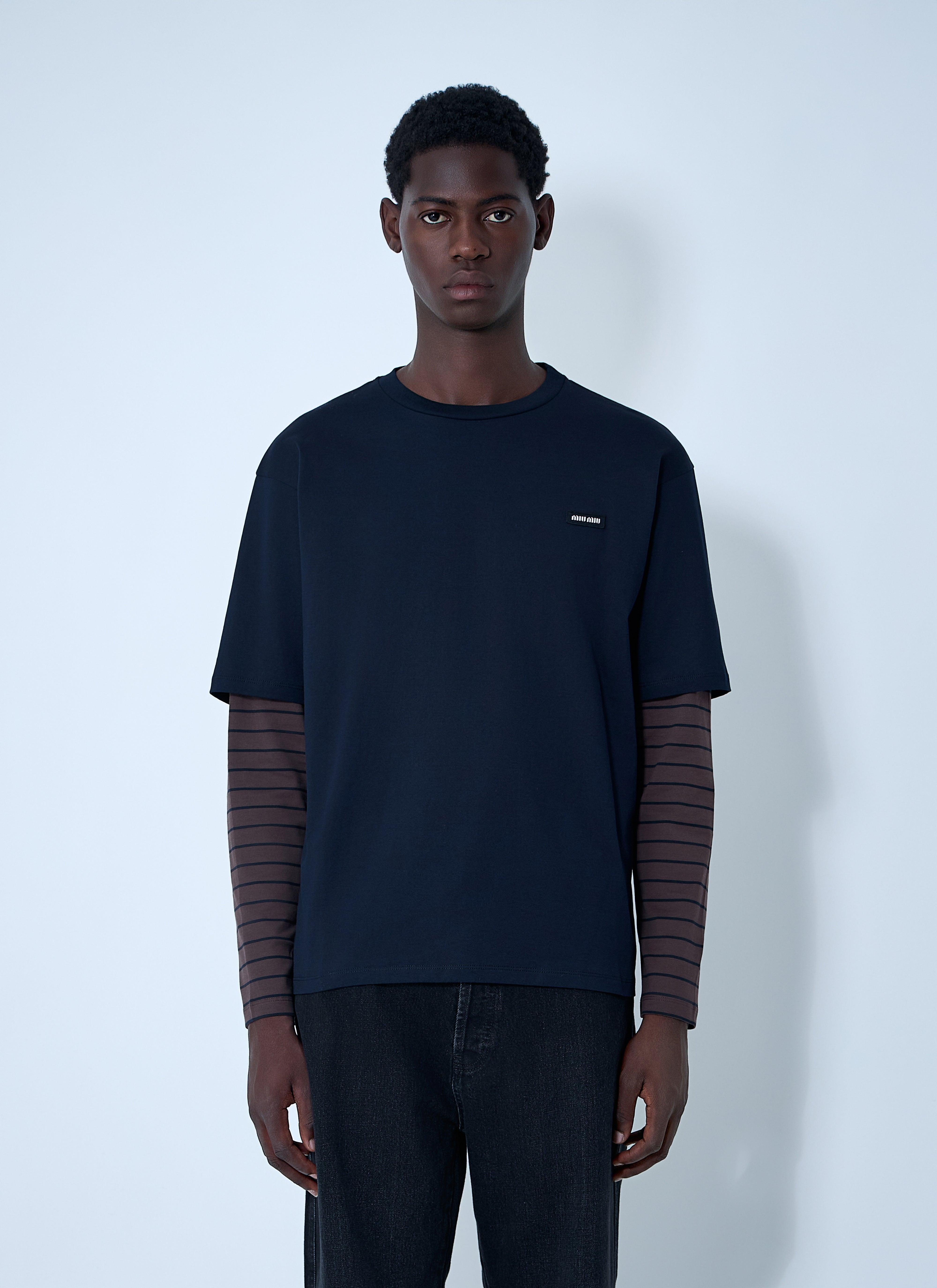 Miu Miu Logo Motif T-Shirt in Blue for Men | Lyst