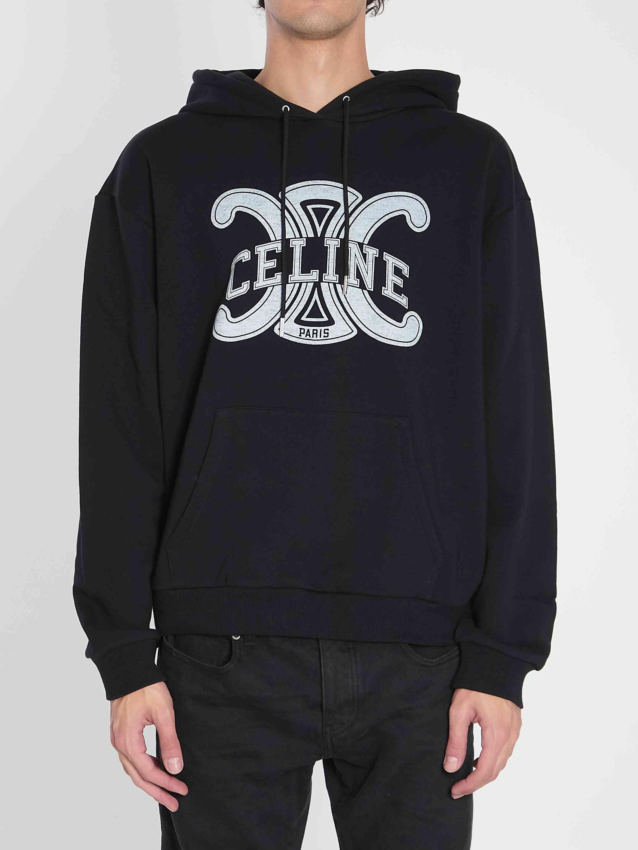 Celine Triomphe Hoodie in Black for Men | Lyst