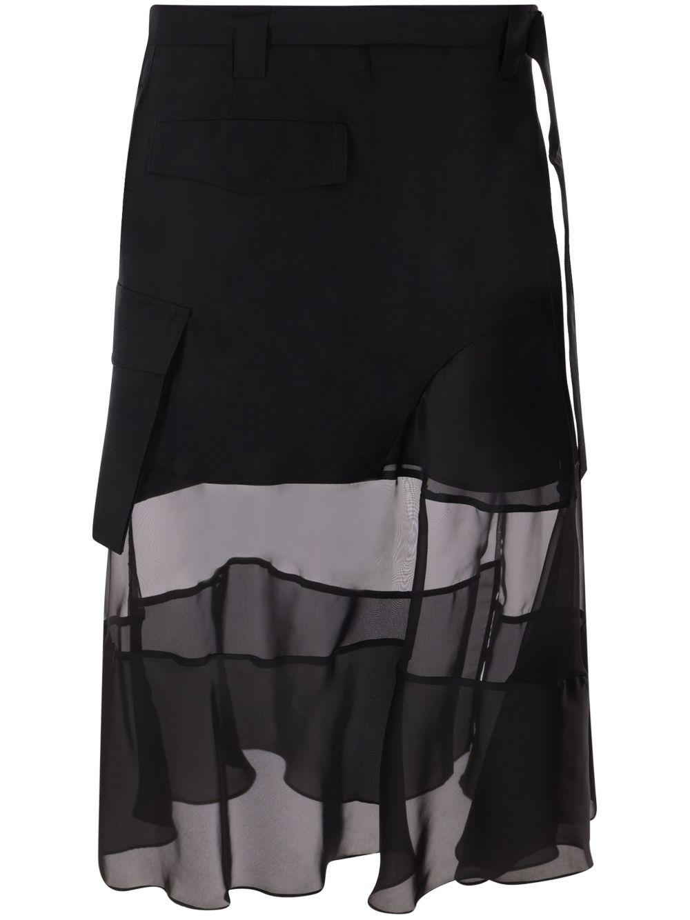 スカート sacai 21SS Suiting Asymmetry Skirt Sacai アシンメトリー スカート | ブラック | FARFETCH JP