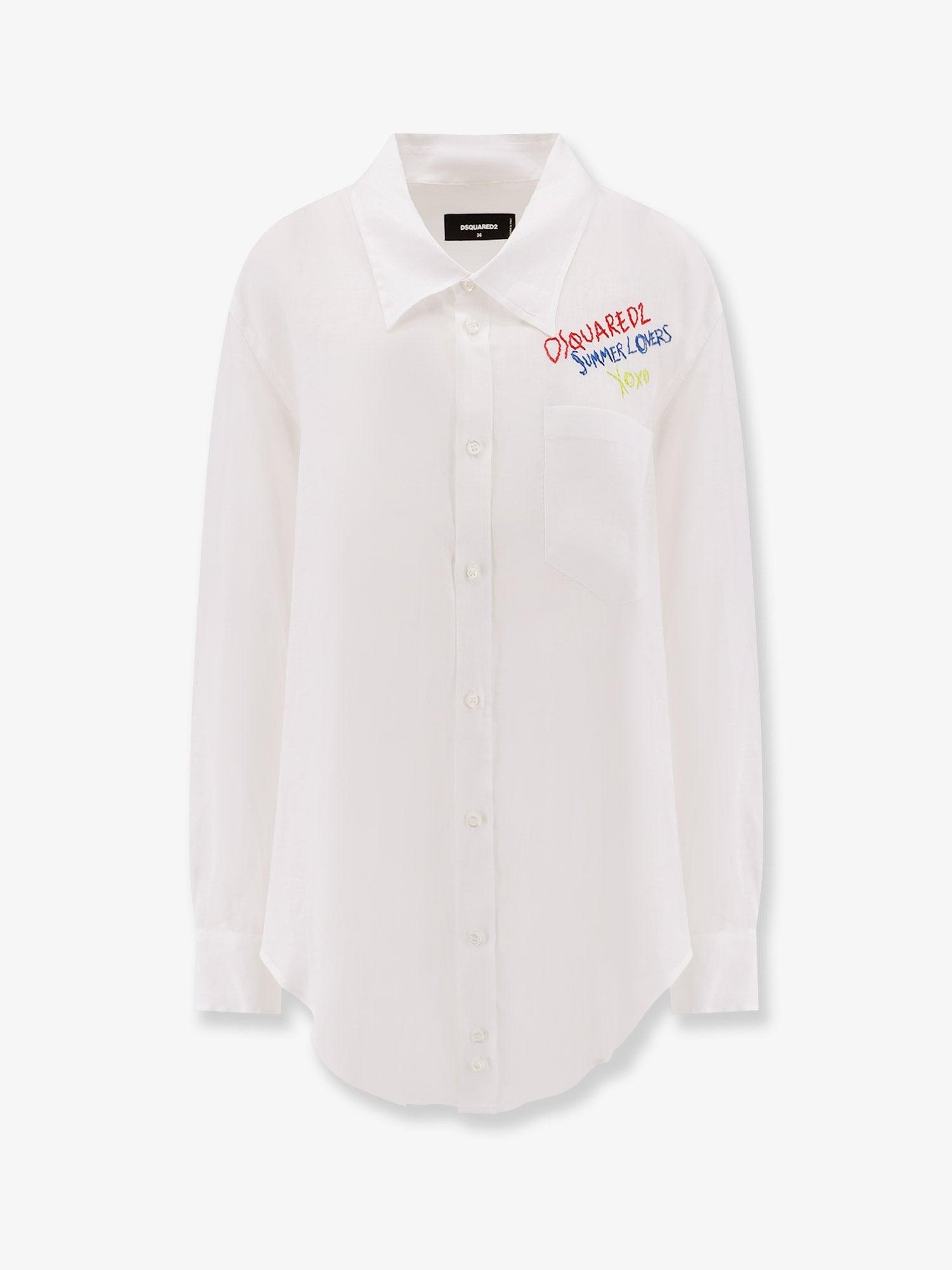DSquared² Summer Lovers Linen Oversized Shirt in White | Lyst