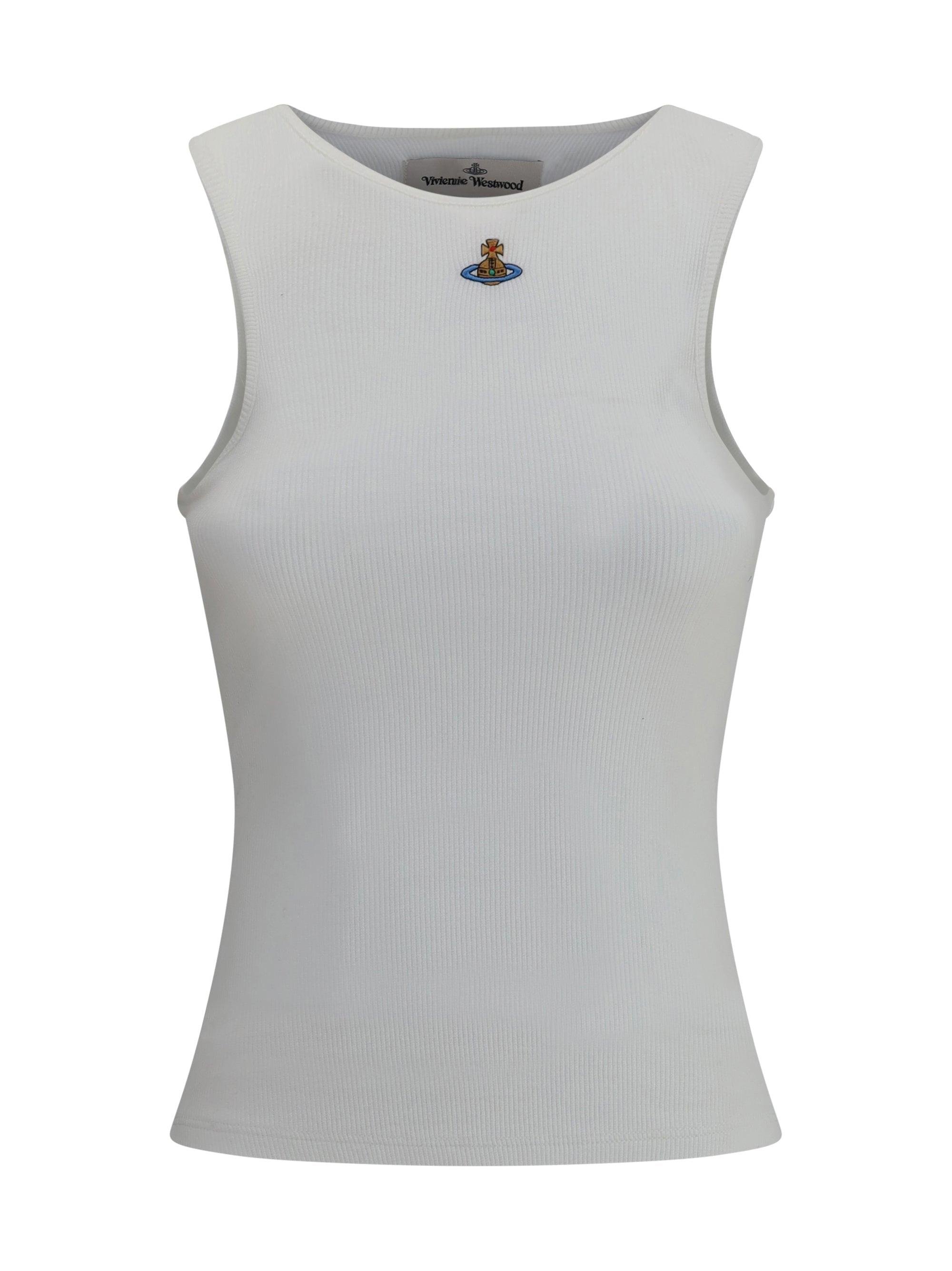 トップス VIVIENNE WESTWOOD design tanktop Vivienne Westwood Lee Women's White Velour Logo Tank Top