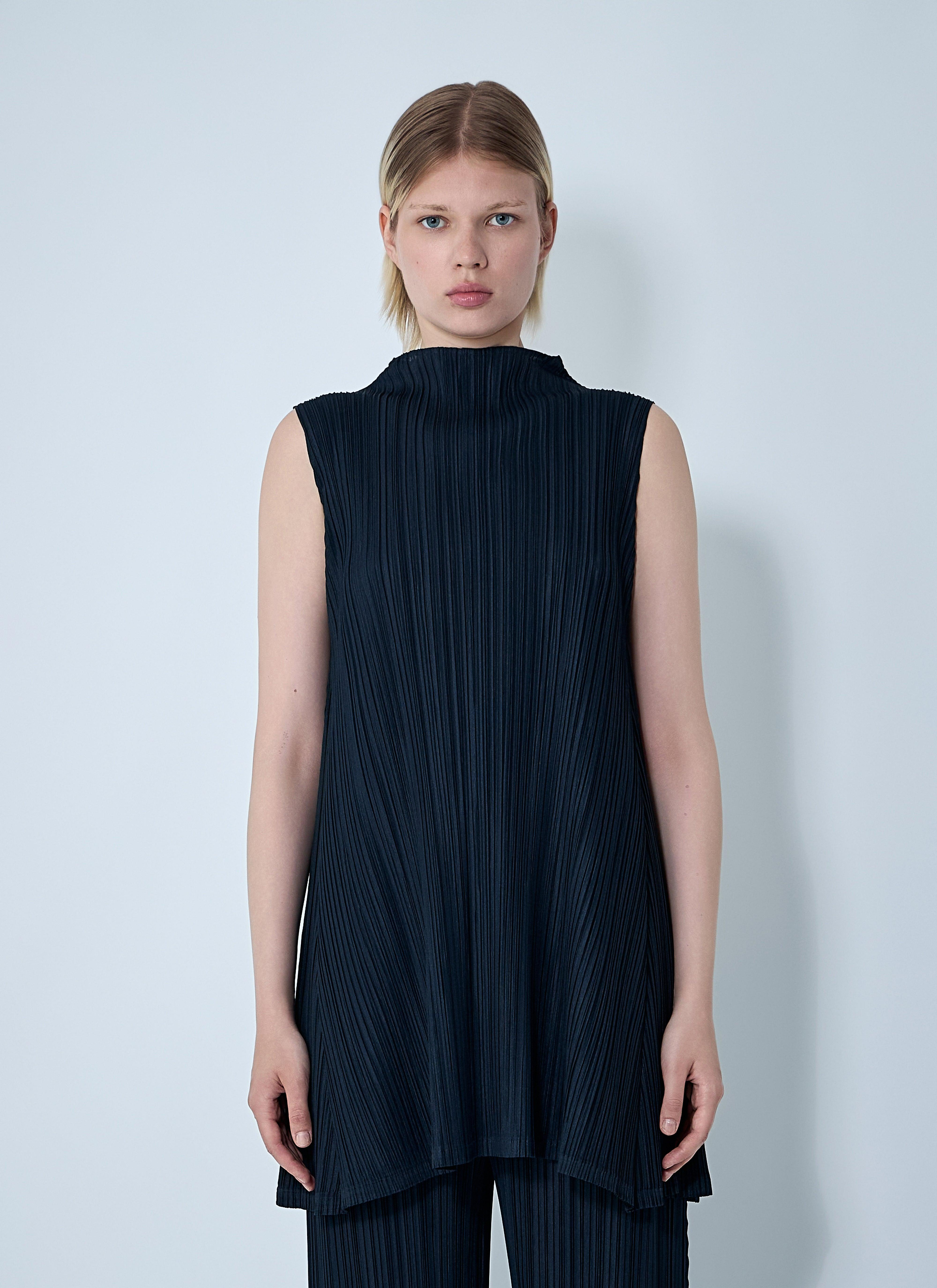 PLEATS PLEASE ISSEY MIYAKE｜SLEEVELESS (PP57JK101-10) ISSEY MIYAKE Pleats Please Sleeveless Top Indigo Blue Size 3