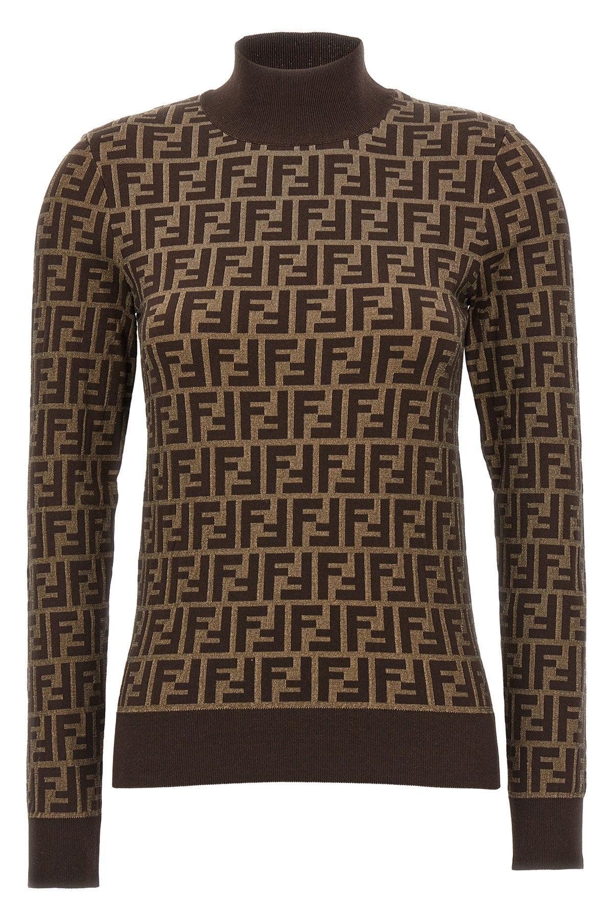 Fendi Italian Cotton Logo Sweater in Brown Lyst