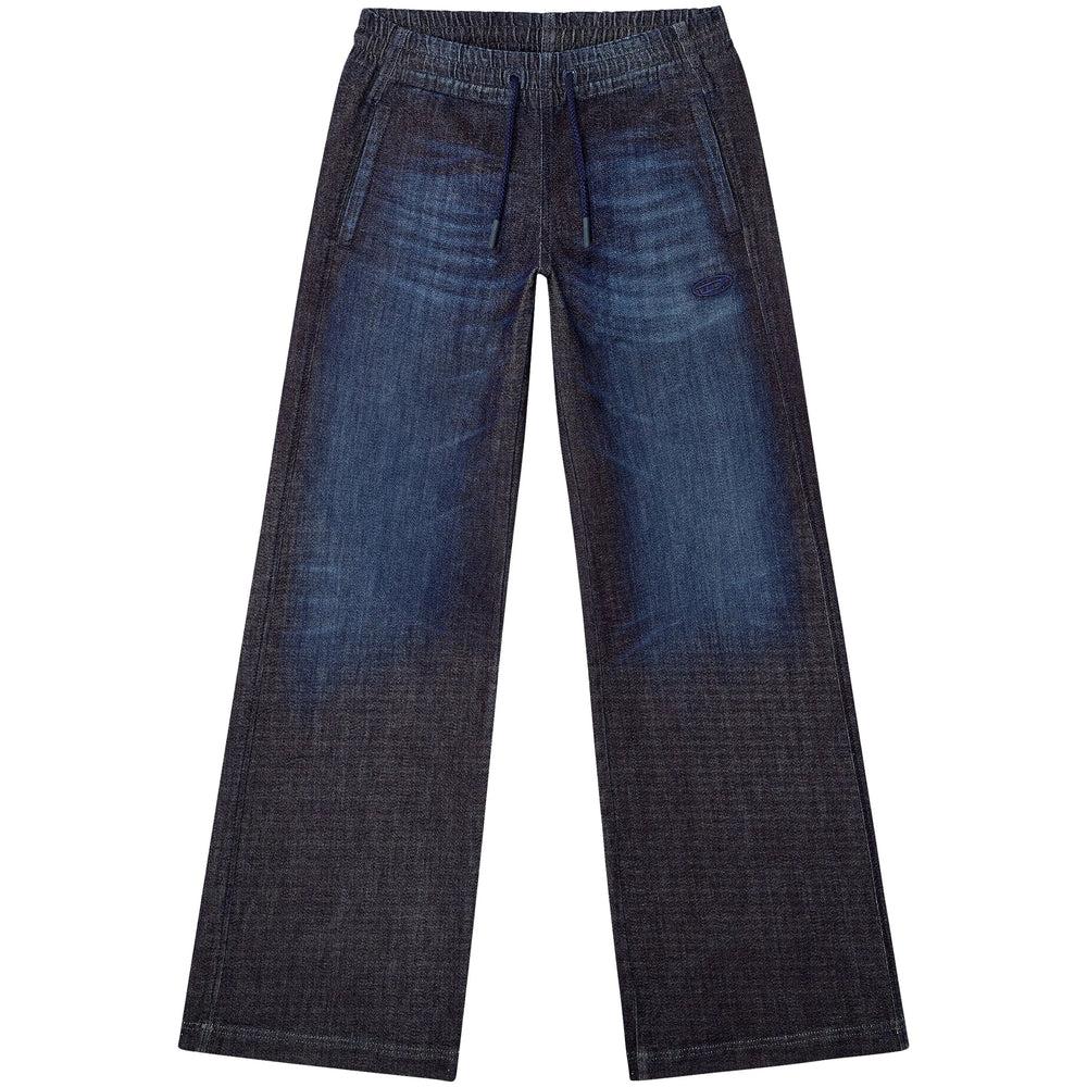 デニム・ジーパン Diesel Wide-Leg Vintage Wash Jeans With Distressed Detailing Wide Leg Distressed Denim Pants with Bleach Wash Details