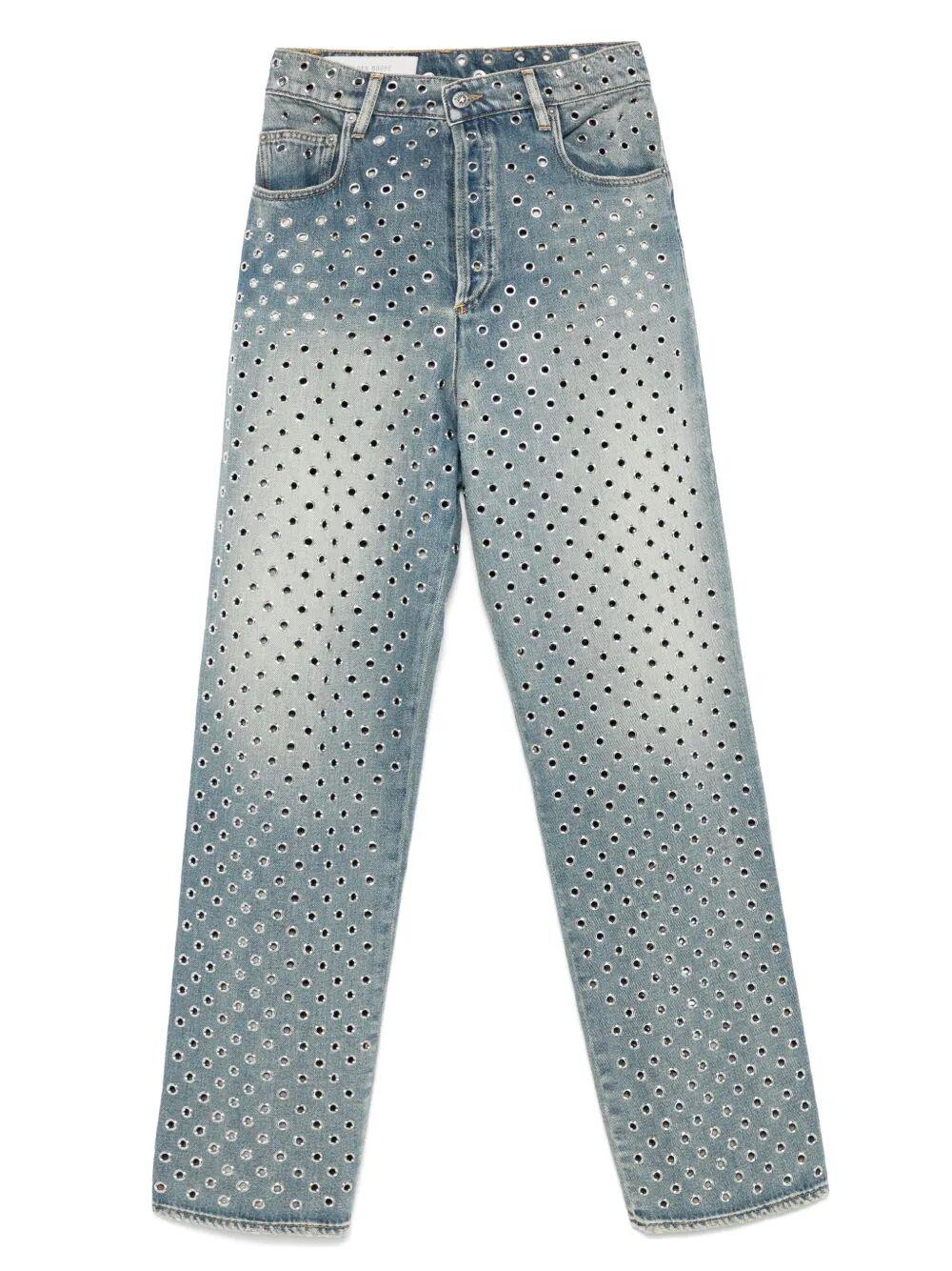 デニム・ジーパン Golden JOURNEY W`S PANT KIM SAND WASH ALL OVER EYELET Golden Goose Journey W's Pant Kim Sand Wash All Over Eyelet