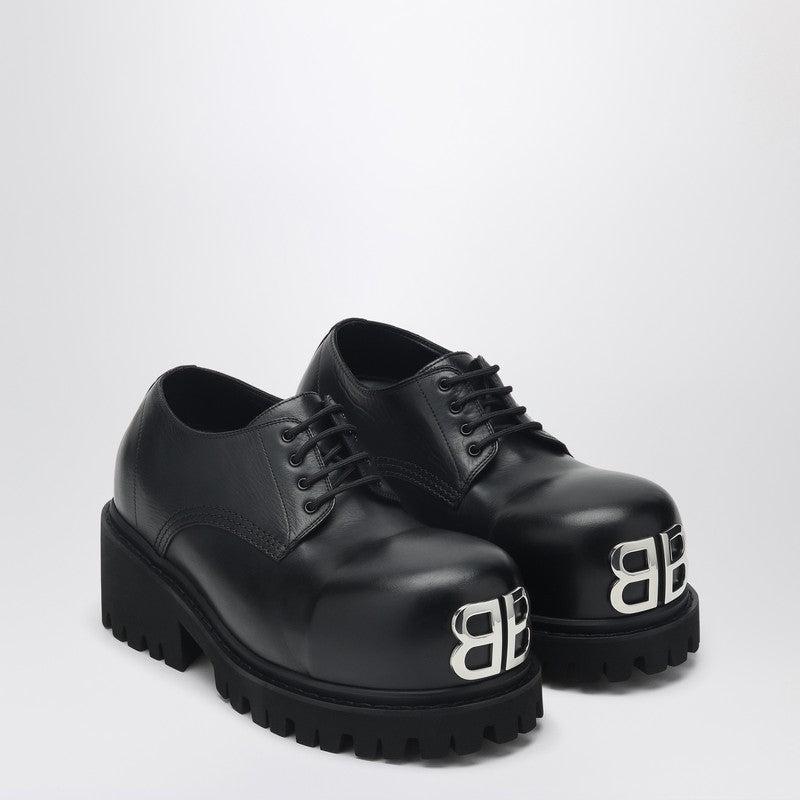 Balenciaga Oversized Toe Derby Dress Shoes With Metal Logo in