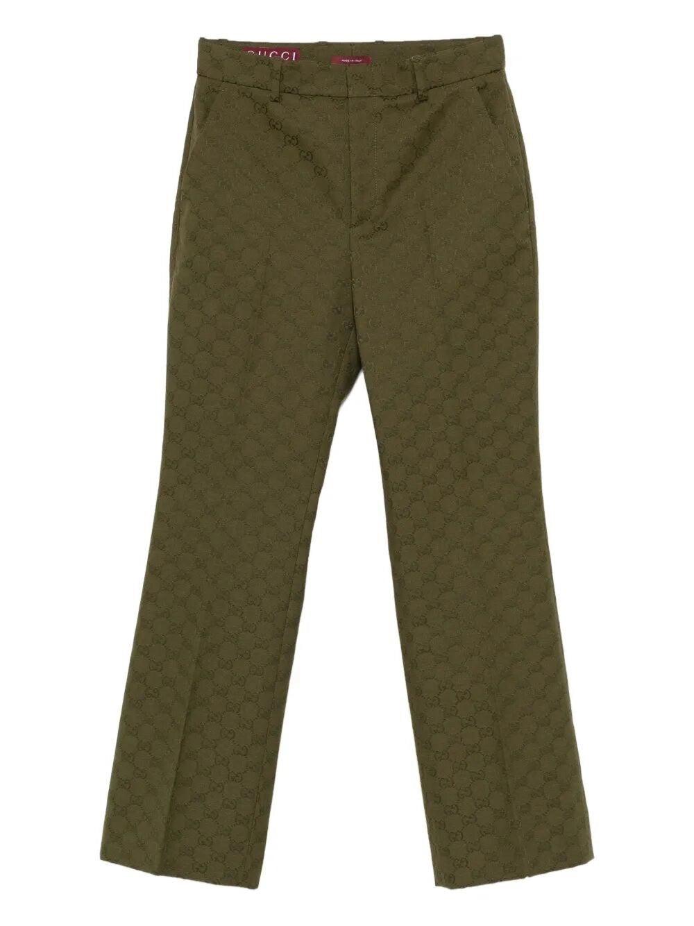 【関税&送料込】Gucci Olive Green Gg Fabric Pant 837435_Z7ADE_3602_001_100_0000