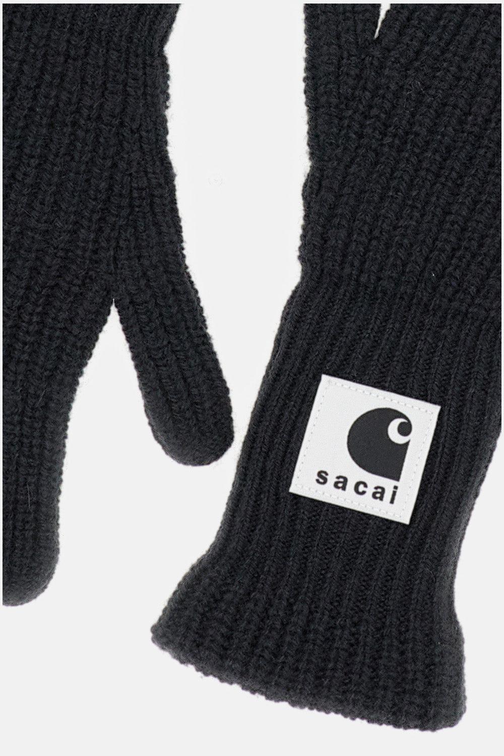 Sacai X Carhartt Wip Wool-Blend Knit Gloves in Black for Men | Lyst
