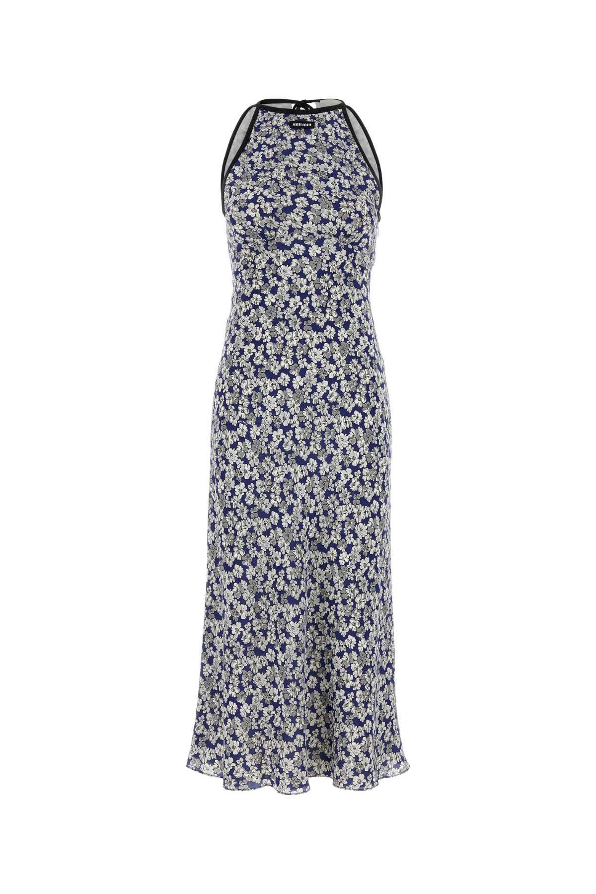 ワンピース MIUMIU PRINTED SILK DRESS Miu Miu Floral Printed Silk Mini Dress / Multi / RRP