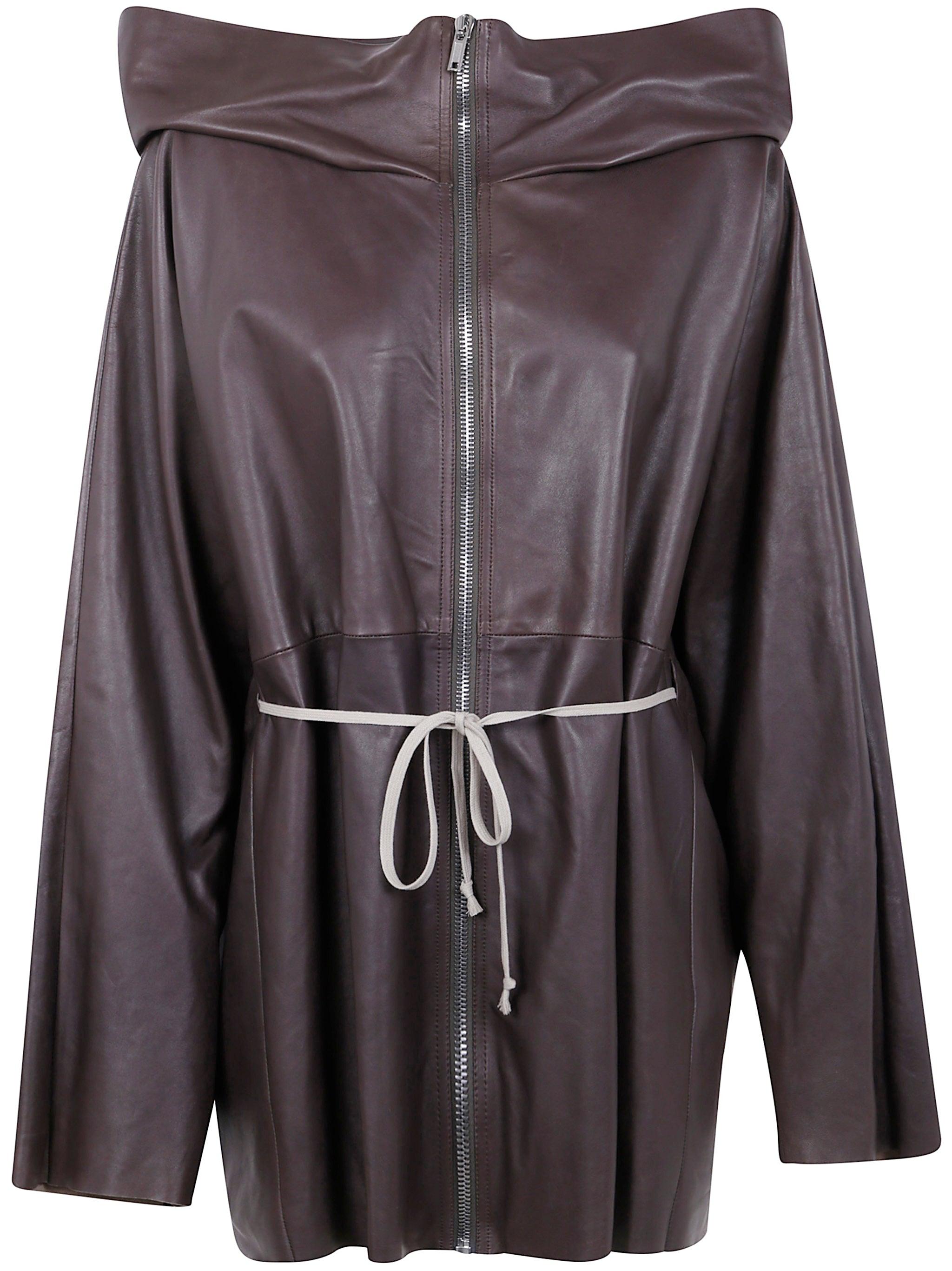 レザージャケット・コート RICK OWENS ZIPFRONT HOODED LEATHER JACKET レザージャケット・コート RICK OWENS ZIPFRONT HOODED LEATHER