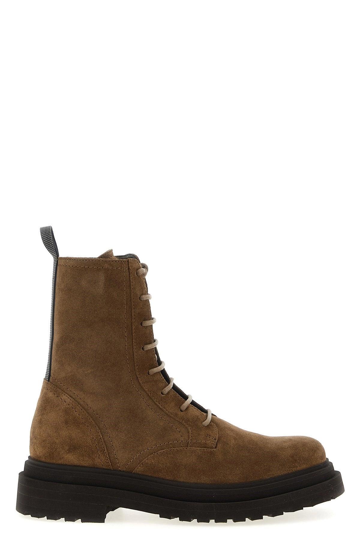 [BRUNELLO CUCINELLI] レザー コンバット ブーツ BRUNELLO CUCINELLI] レザー コンバット ブーツ (BRUNELLO