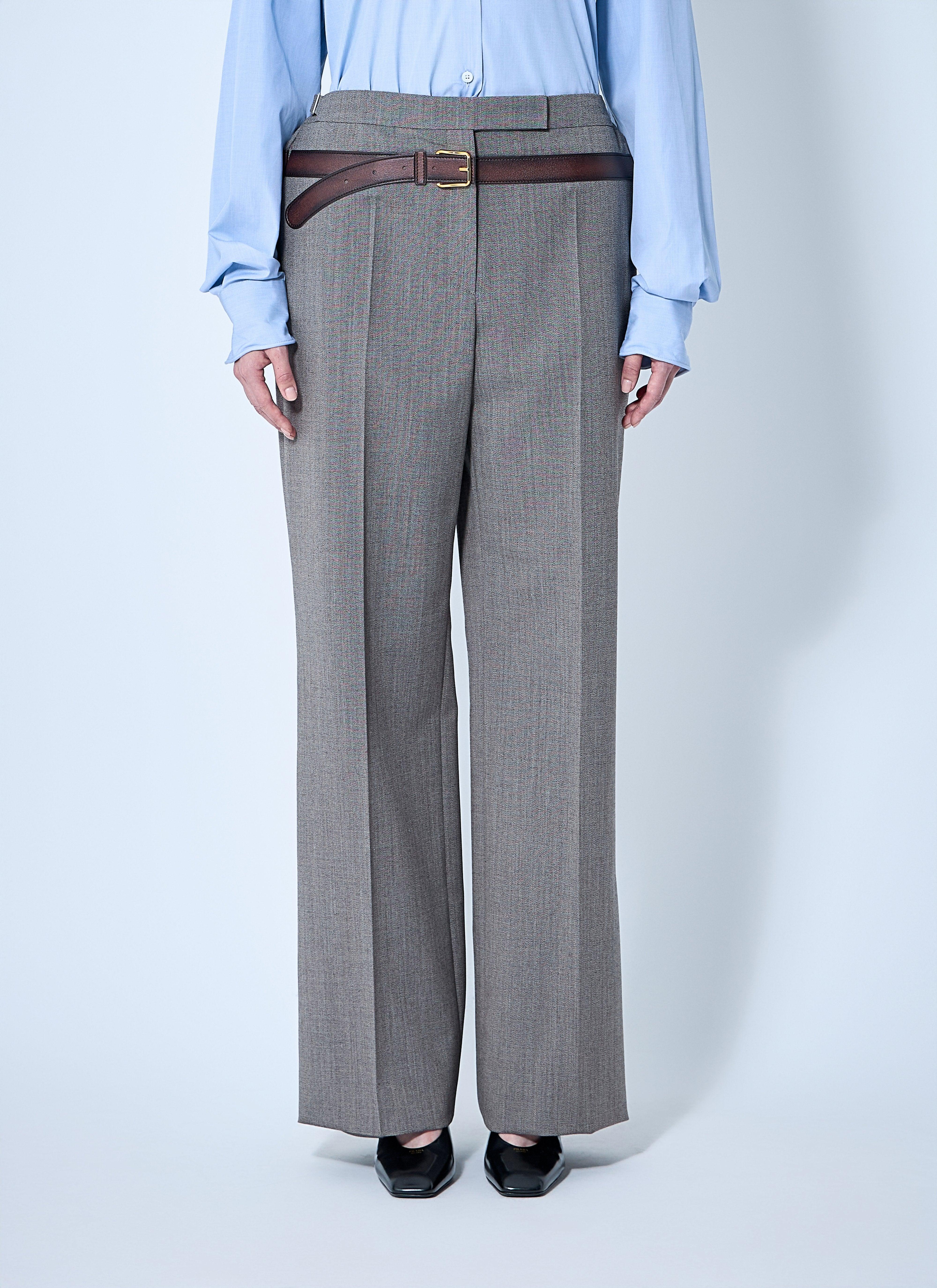 Prada Technical Wool Pants With Printed Belt in Blue | Lyst