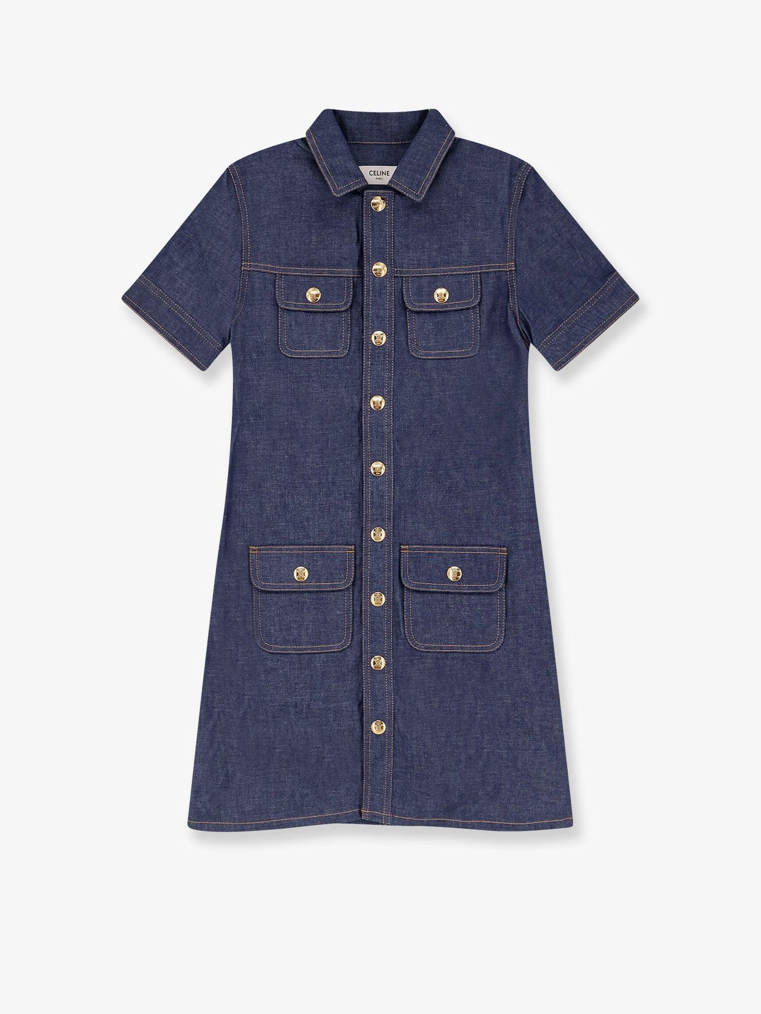 ワンピース CELINE Denim mini chemisier/dress Grigio Celine Denim Mini Chemisier/Dress in Blue | Lyst