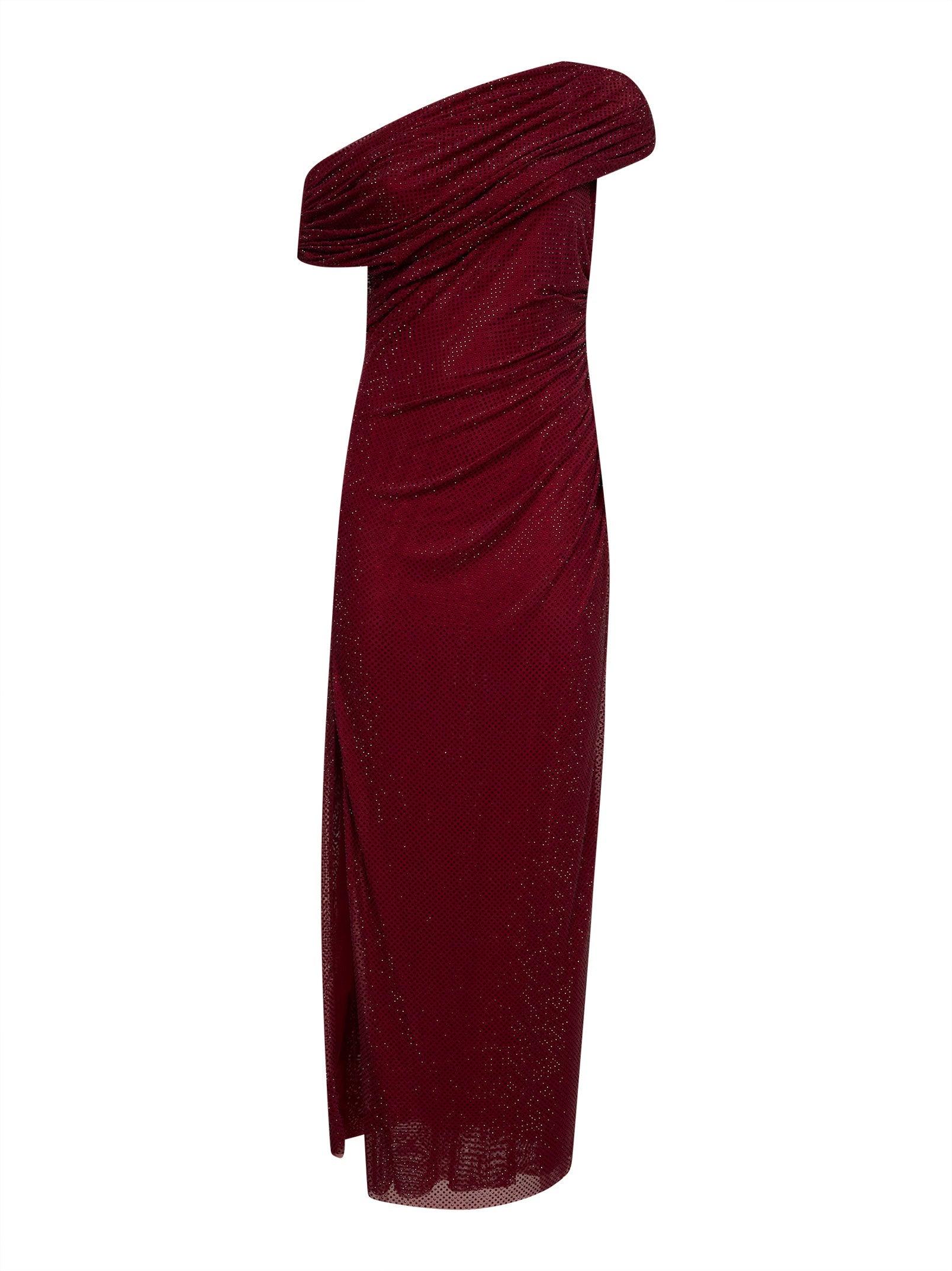 self portrait burgundy rhinestone mesh cut out midi dress self-portrait | Slate Rhinestone Mesh Cut Out Midi Dress