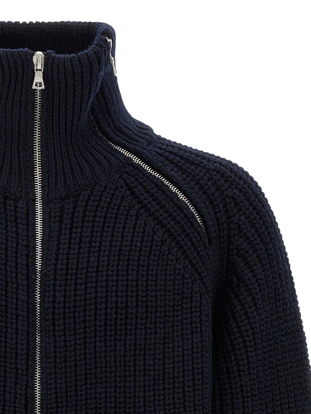 Dries Van Noten Monty Full-Zip Turtleneck Sweater in Blue for Men