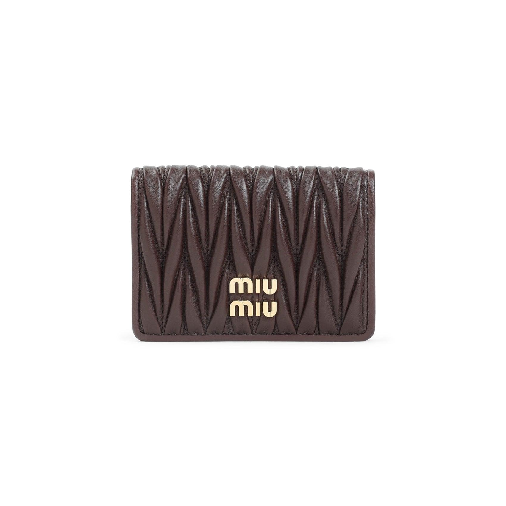 財布・小物その他 Miu Miu Brown Lamb Leather Card Case Miu Miu Lamb Leather Card Case in Brown | Lyst