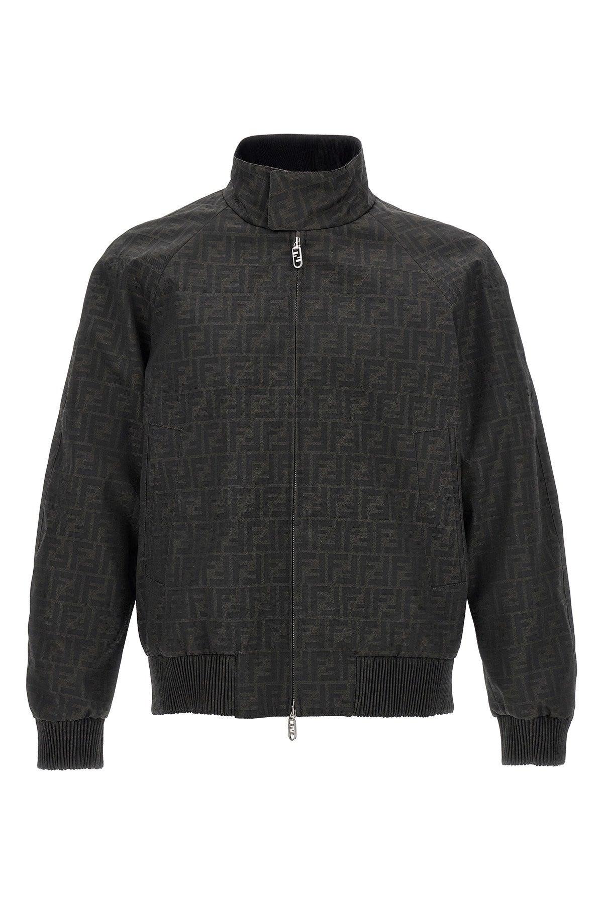 Fendi FF Logo Bomber Jacket in Gray for Men Lyst