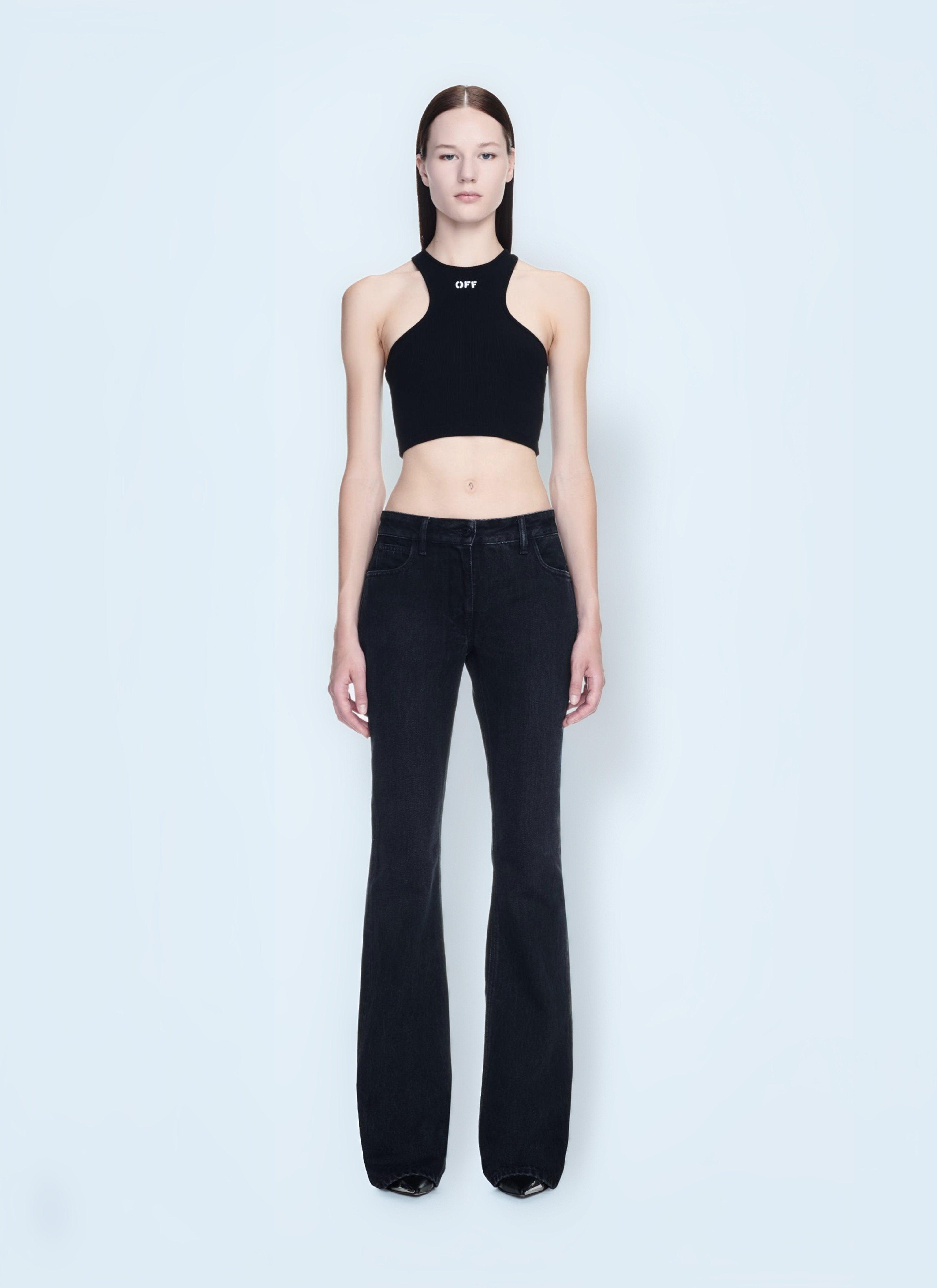 【送料&関税込】Off-White Black Stretch Viscose Top Off-White c/o Virgil Abloh Long-sleeved tops for Women