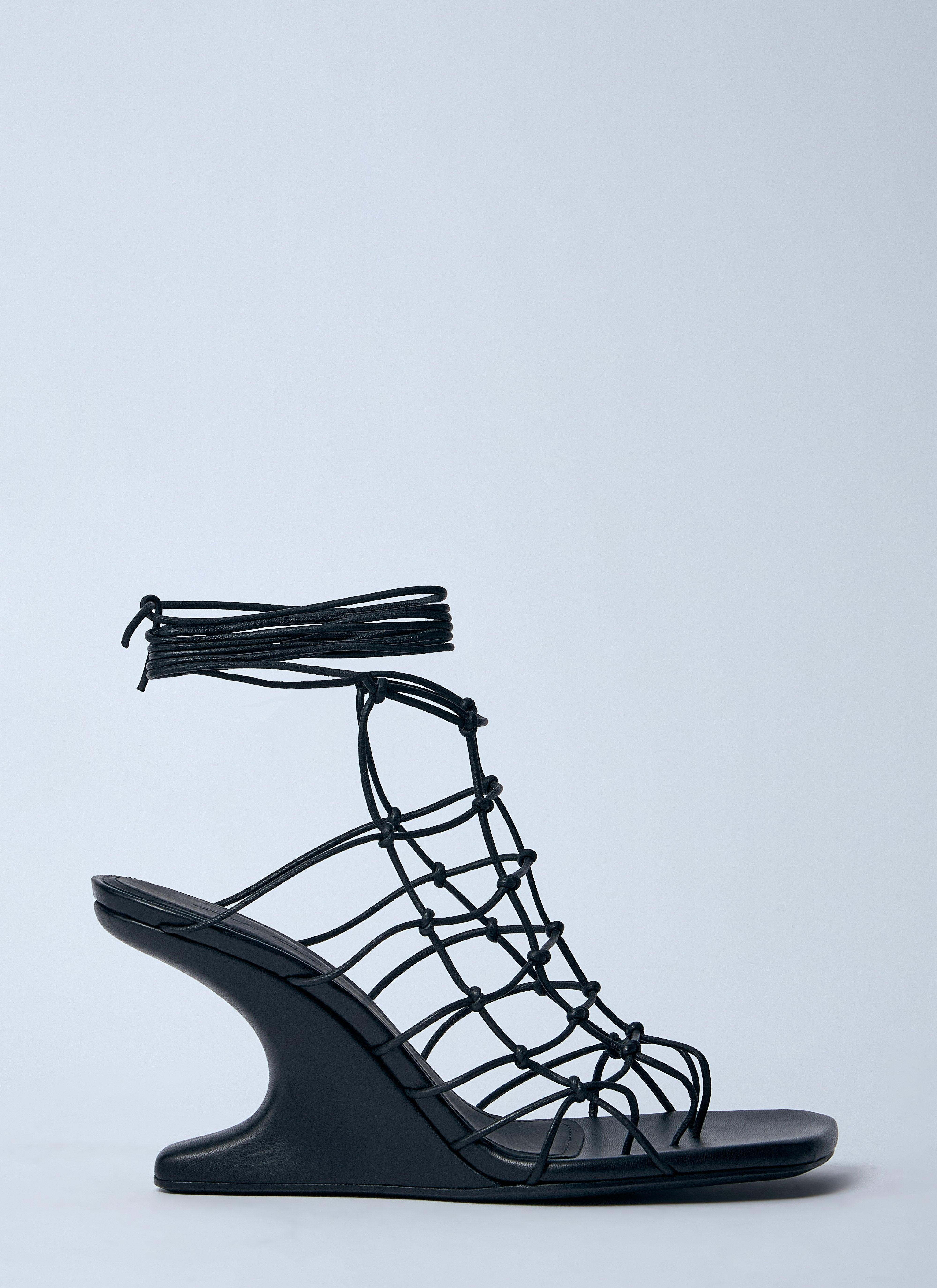 サンダル・ミュール RICK OWENS 'Web Cantilever' sandals RICK OWENS Web Cantilever knotted leather sandals | NET-A-PORTER