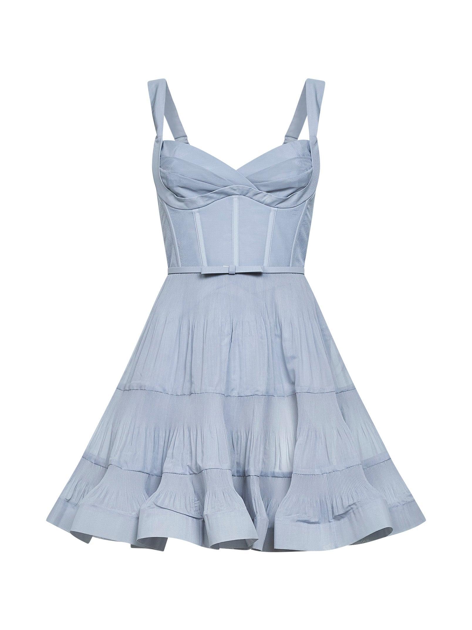 strapless open back dress Zimmermann Pastel Floral Corseted Ruffle Mini Dress  LUXE LIVING FASHIONS