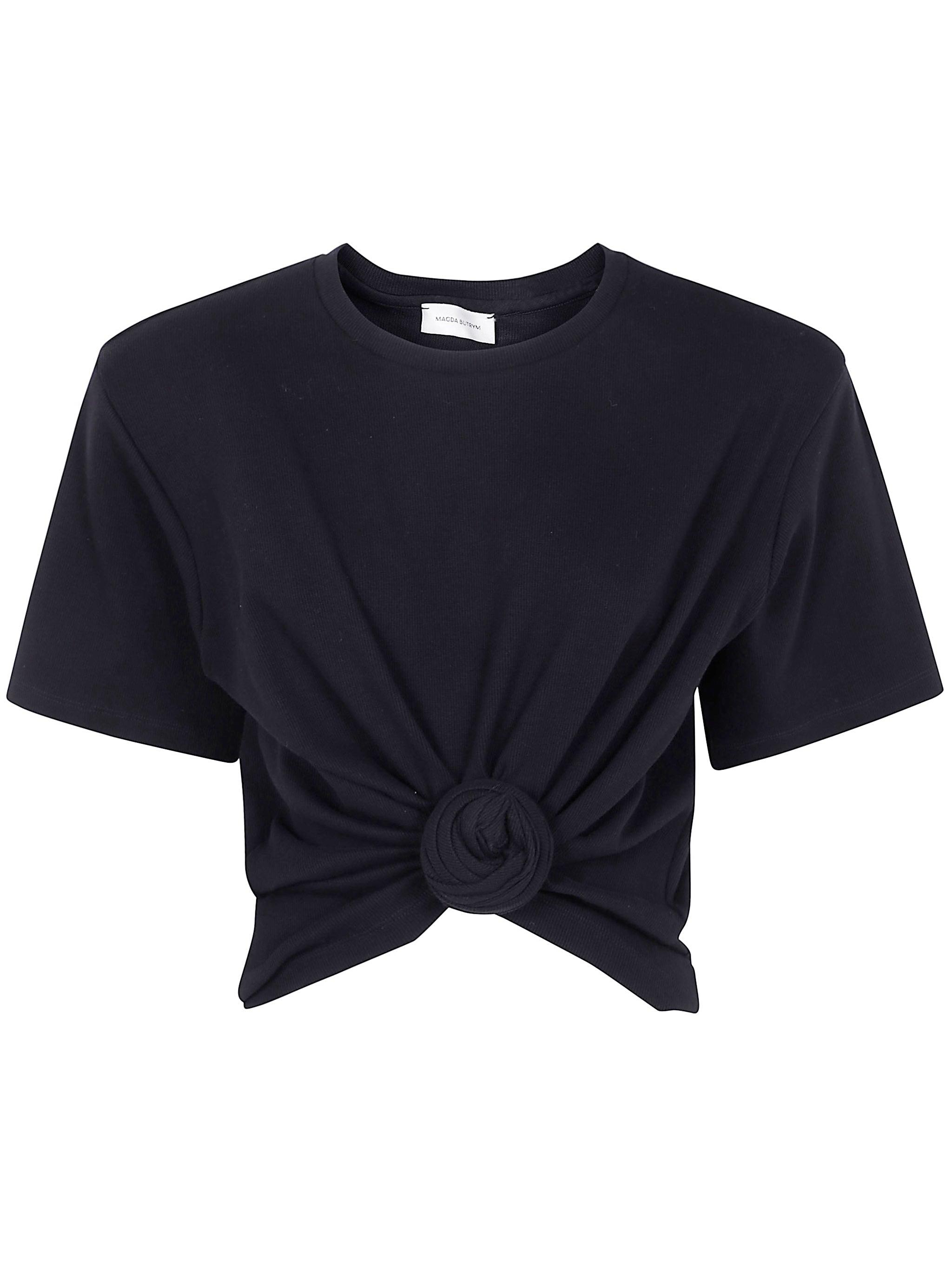 Tシャツ・カットソー MAGDA BUTRYM FW25 CROPPED T-SHIRT (182425 BLACK) Magda-Butrym-Knotted-t-shirt-