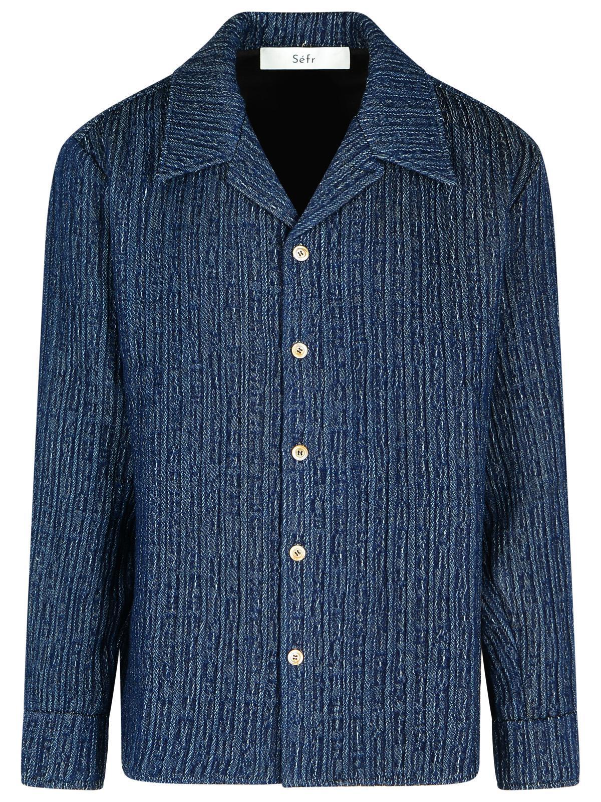 Séfr 'Wes' Cotton Shirt in Blue for Men | Lyst