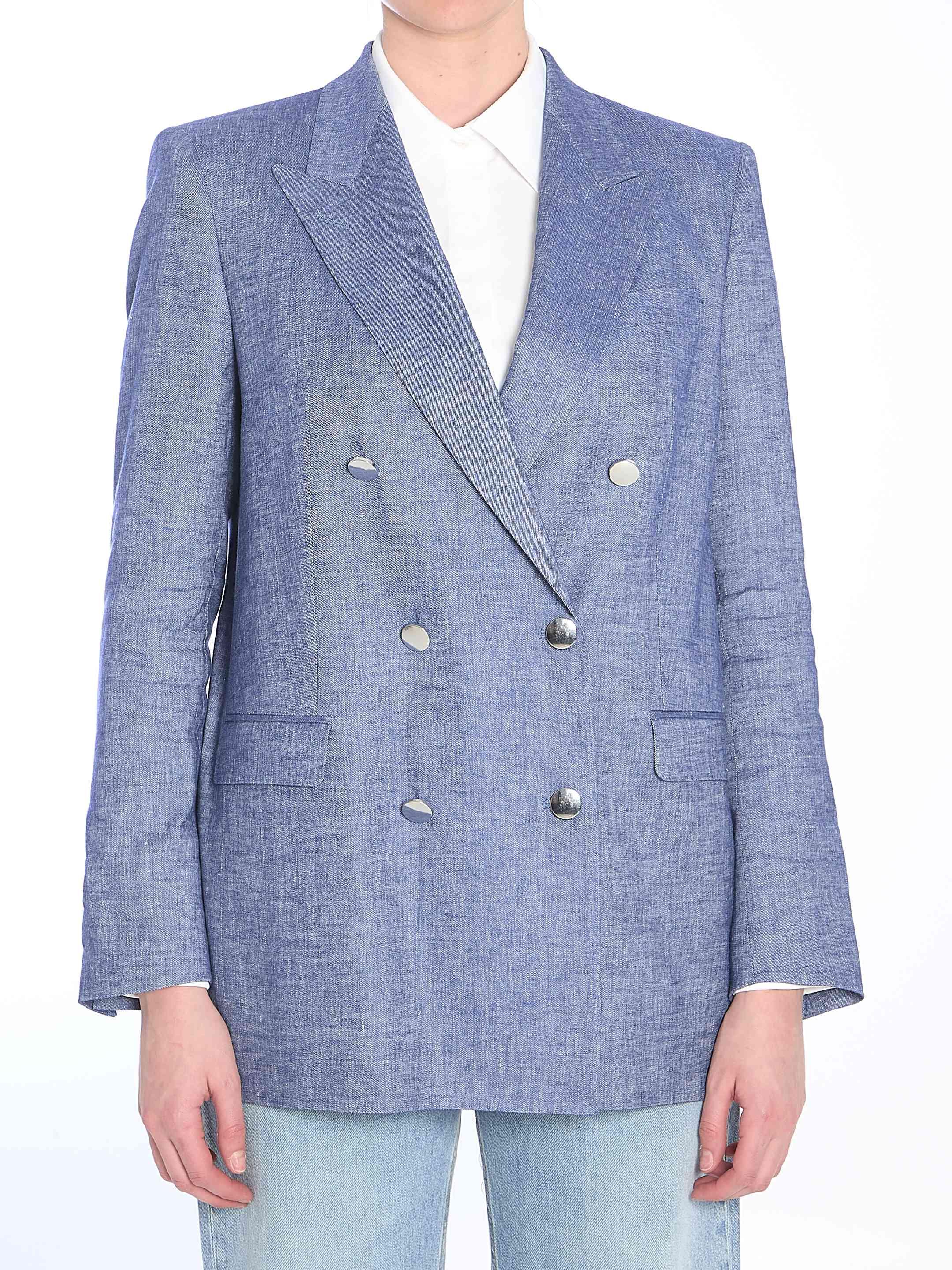 ボトムスその他 Tagliatore Paris Double Breasted Jacket In Blue Cotton Tagliatore Paris Double Breasted Jacket In Blue Cotton