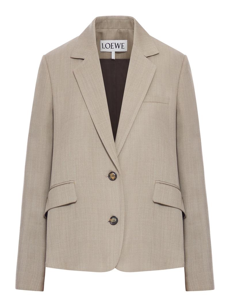 ジャケット・アウター LOEWE Slit-elbow wool-blend twill blazer LOEWE Green Wool-Blend Single-Breasted Jacket | Harrods US