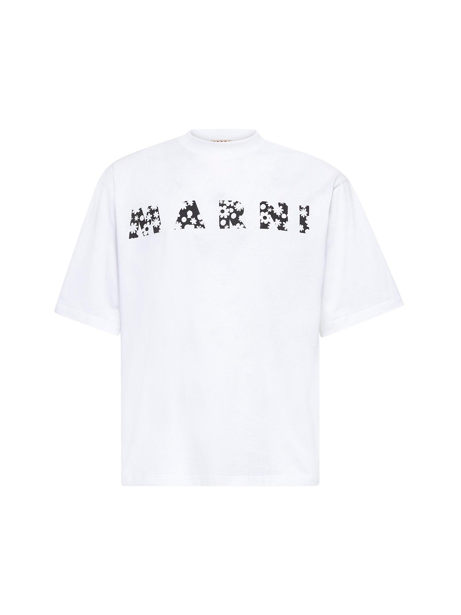 Marni T-Shirt With Flower Logo in White for Men | Lyst