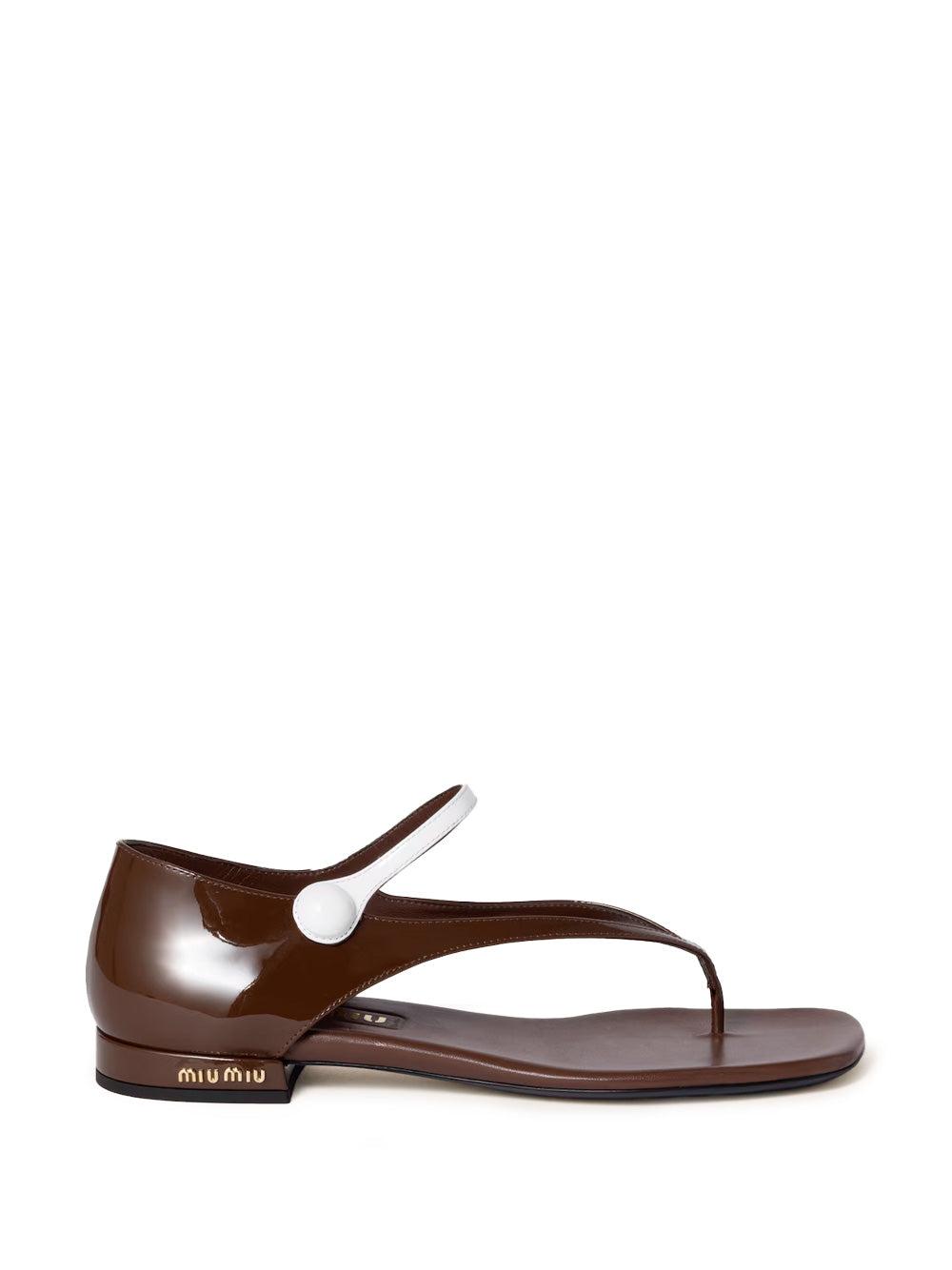 サンダル・ミュール MIU MIU Orange Leather Thong Sandals d770fcc1bce50ed00a0080d7f1abdb
