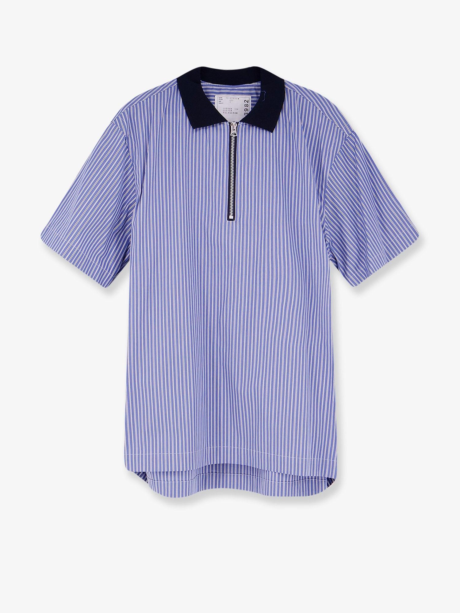 Sacai Striped Fabric Polo Shirt in Blue for Men | Lyst