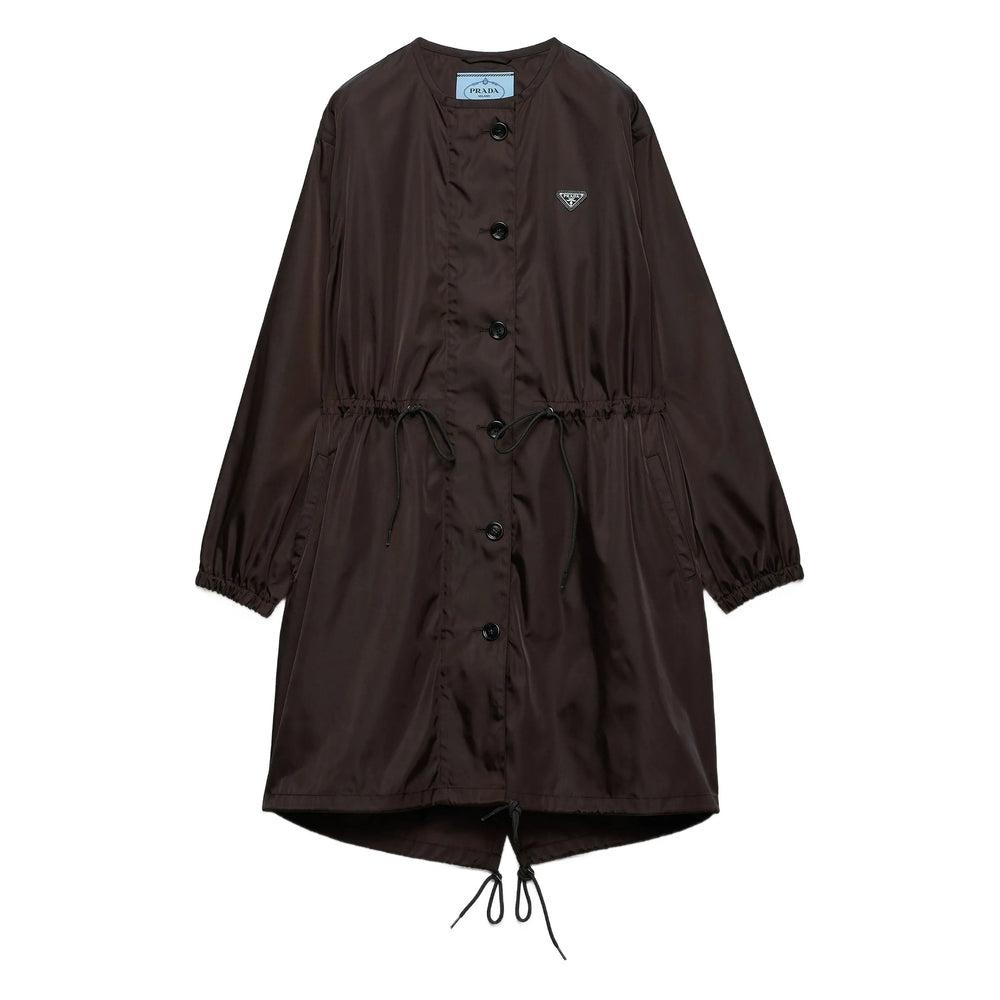 【美品】PRADA 中綿 ロング コート ライナー付き SGV7A 50 forksy.】シボナイロン中綿ハイネックロングコート forksy