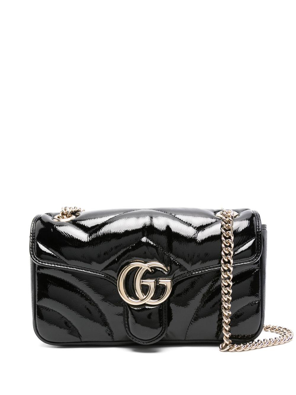 ショルダーバッグ・ポシェット GUCCI GG SMALL PATENT LEATHER SHOULDER BAG GUCCI Marmont GG Small Black Patent Leather Shoulder Bag New