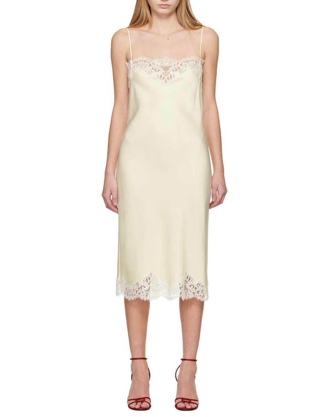 lace panel slip dress by stella mccartney Lace-trimmed satin slip dress in white - Stella Mc Cartney
