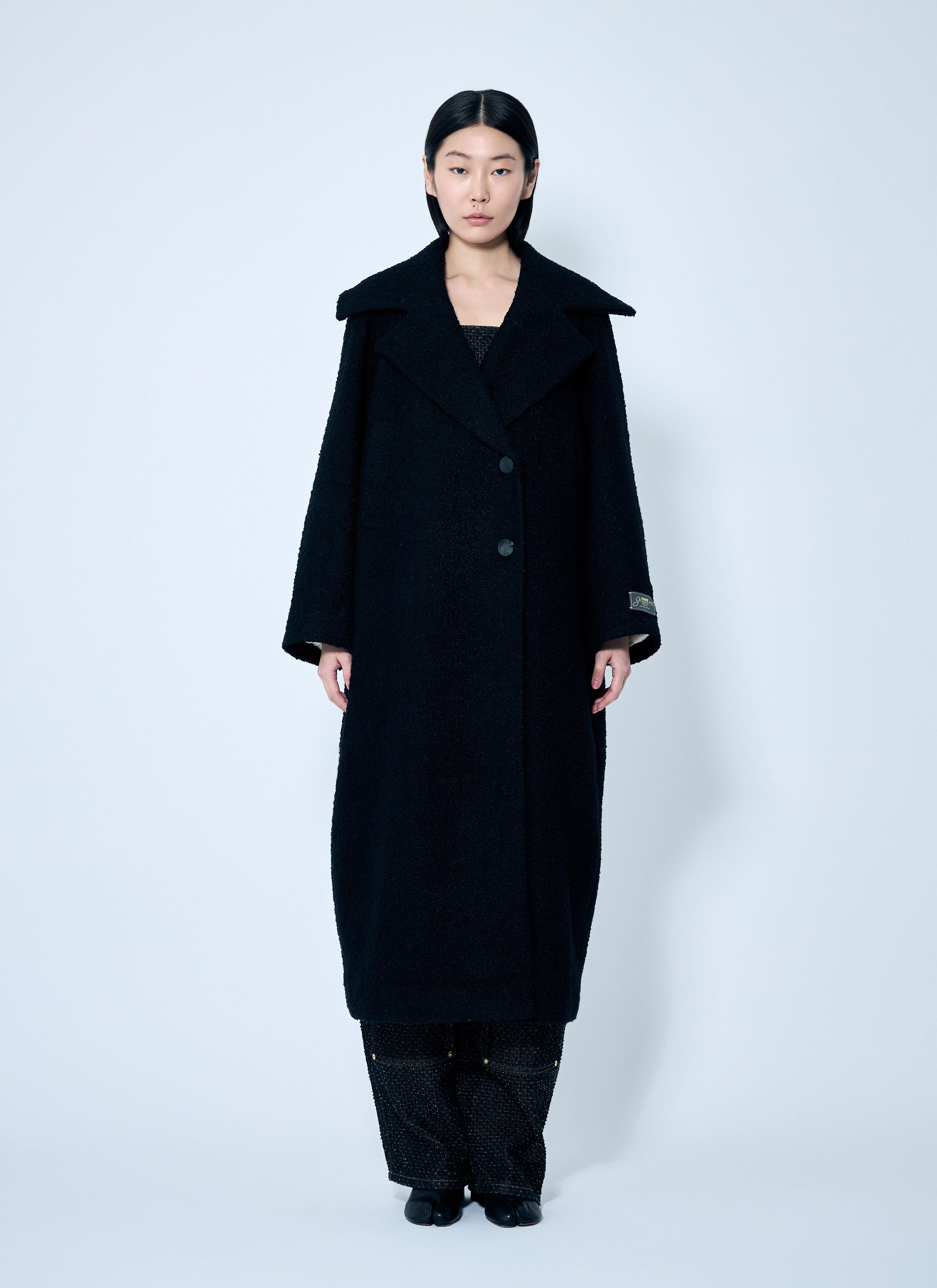 今年人気のブランド品や Wool Boucle Ganni Coat Lyst | Blue in ジャケット・アウター