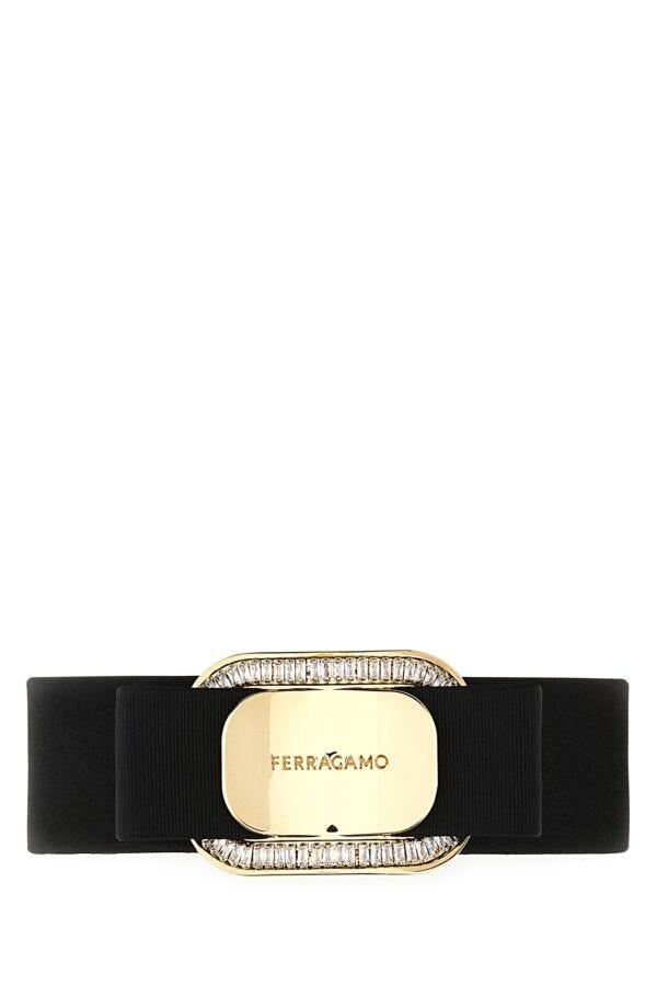 【送料&関税込】Ferragamo Black Fabric Hair Clip Salvatore Ferragamo Black Fabric Vara Bow Hair Clip Gold