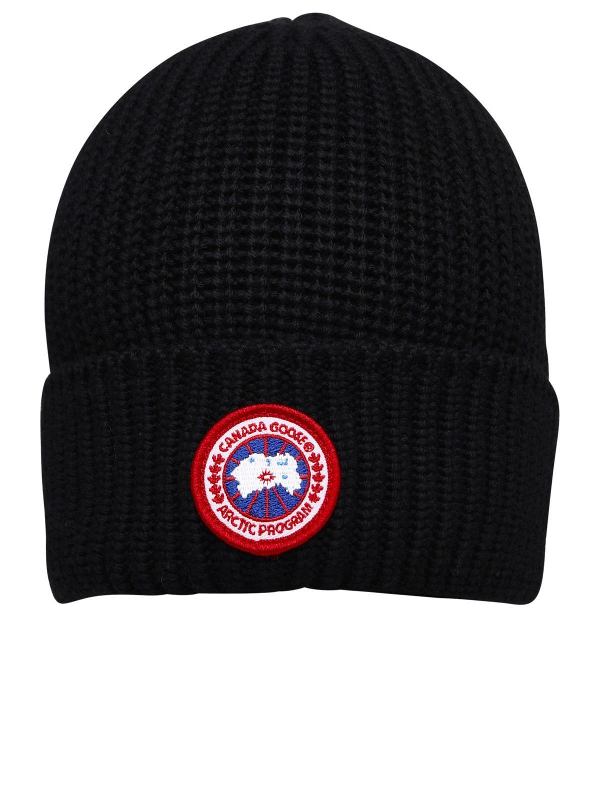 Canada Goose Ribbed Wool Beanie With Logo Patch in Black for Men Lyst