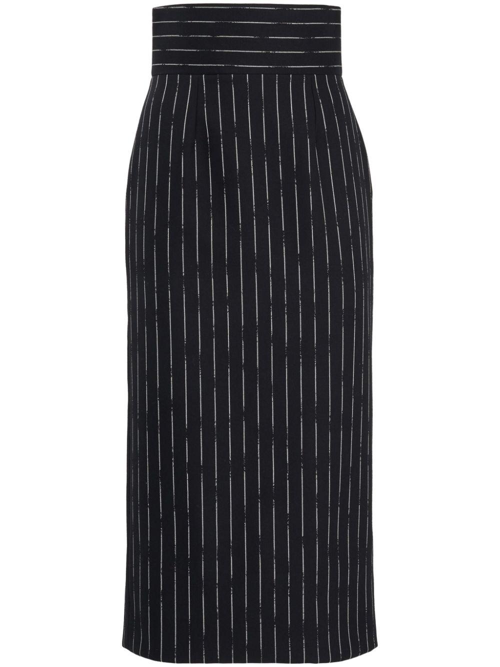 スカート MCQUEEN SKIRTS BLACK/WHITE Alexander McQueen Houndstooth Midi Skirt | Black | FARFETCH