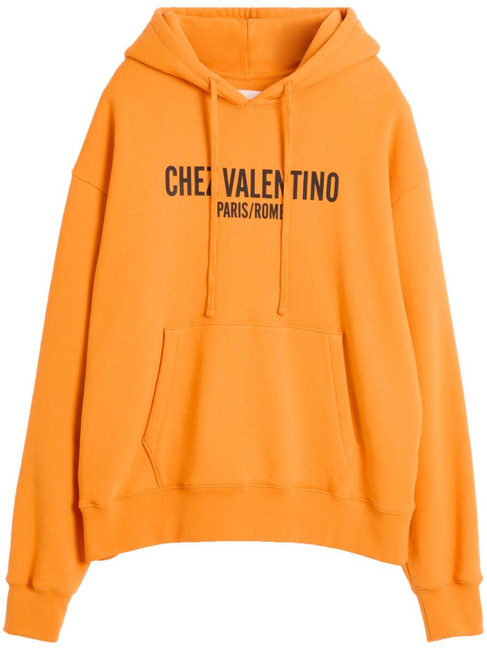 パーカー・フーディ VALENTINO CHEZ VALENTINO COTTON HOODIE Valentino Garavani Men's Chez Valentino Logo Graphic Hoodie