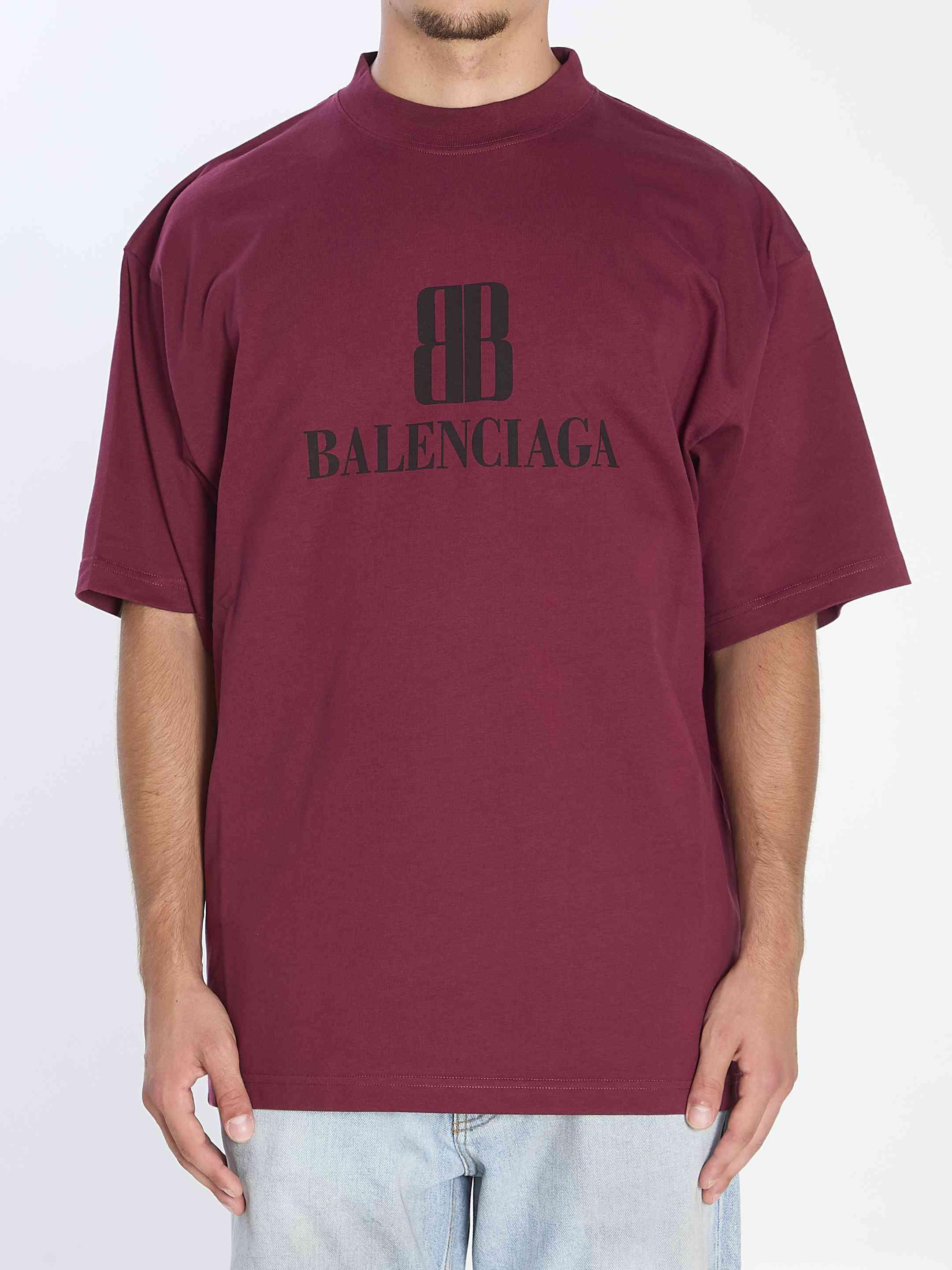 Balenciaga Nano Bb Logo Dry Jersey Medium Fit T-Shirt in Red for