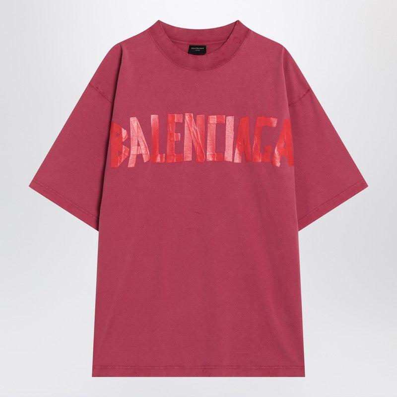 Balenciaga Tape Type Raspberry-Coloured T-Shirt for Men | Lyst